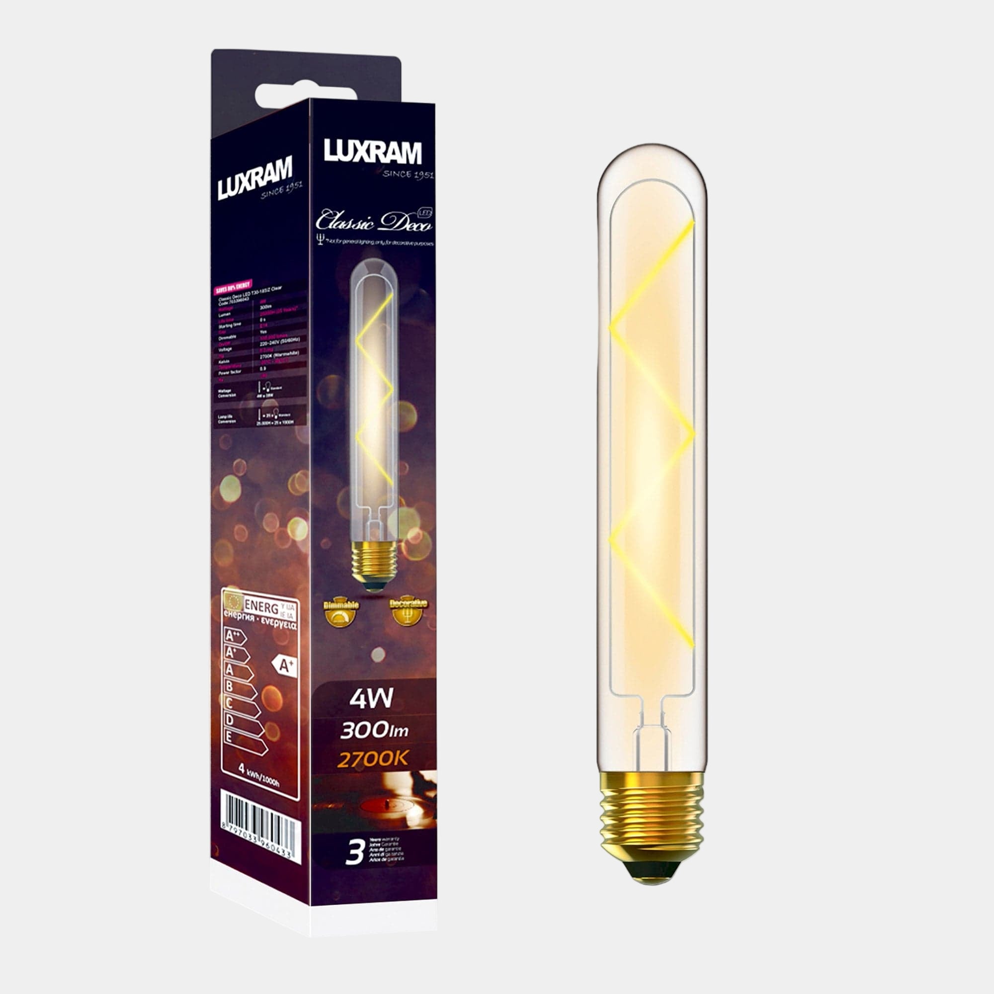Tubular LED 4w Bulb ES Amber