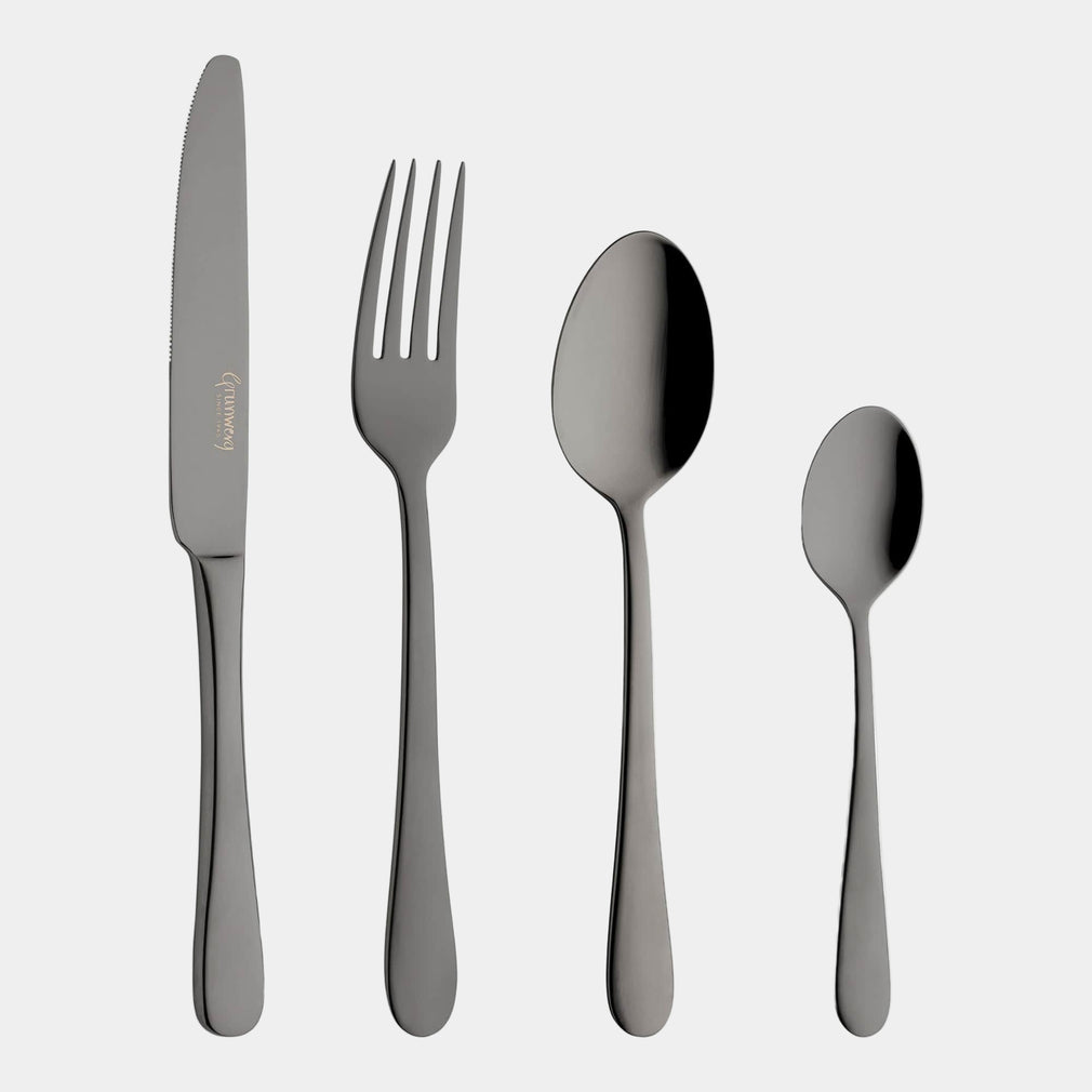 Windsor Stainless Steel Black Finish 16 Piece Cutlery Set