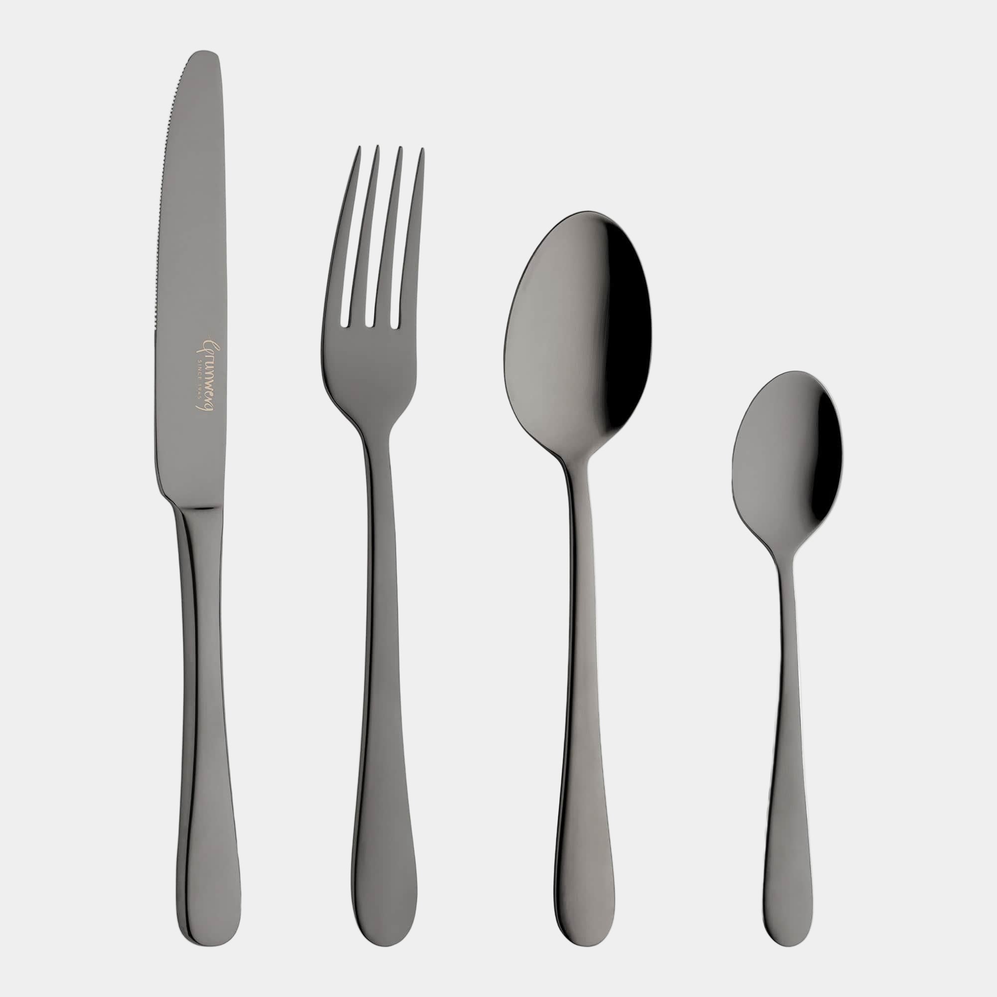 Windsor Stainless Steel Black Finish 16 Piece Cutlery Set