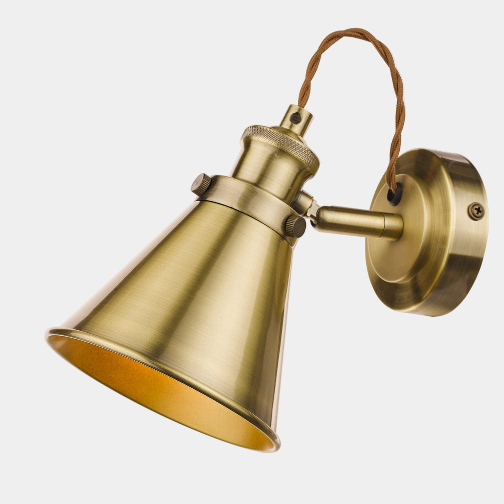 Laura Ashley Rufus Single Spotlight Antique Brass