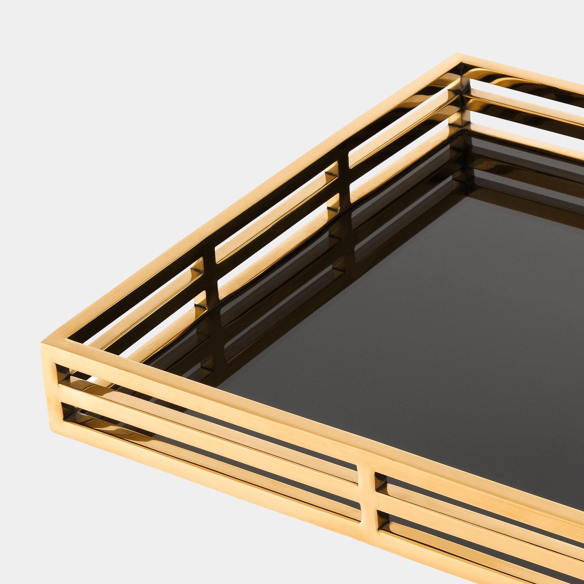 Eichholtz Giacomo - Serving Tray Gold Frame Black Glass