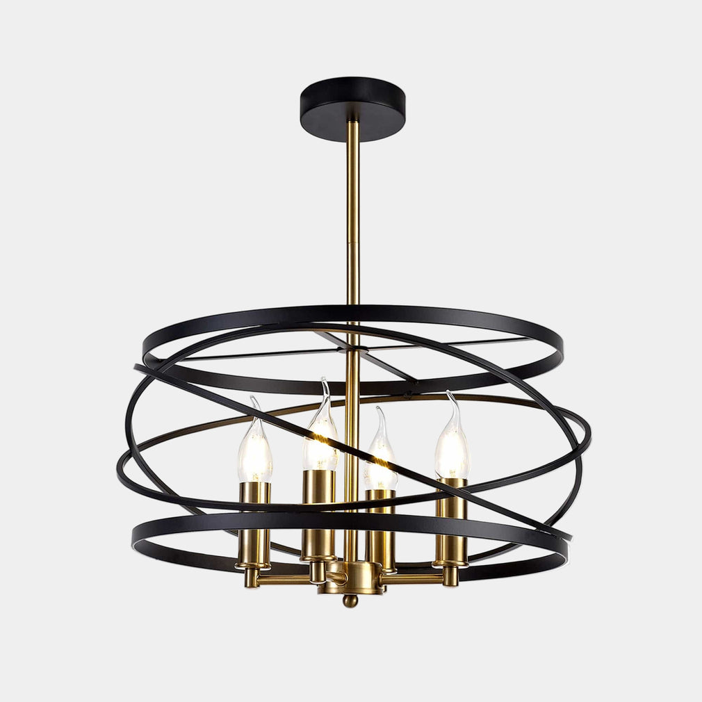 Oliver Pendant 4 Light Black/Satin Gold Finish