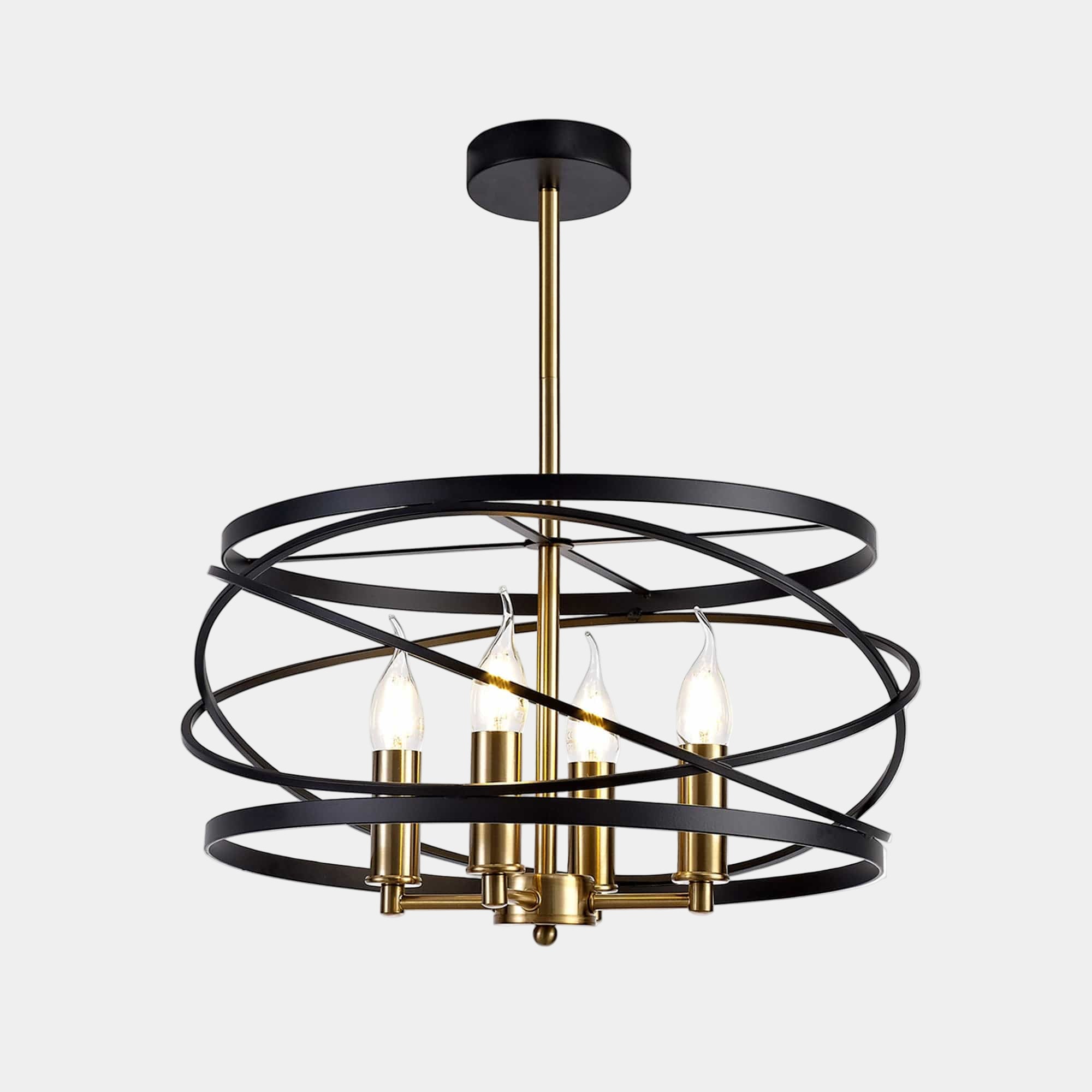 Oliver Pendant 4 Light Black/Satin Gold Finish