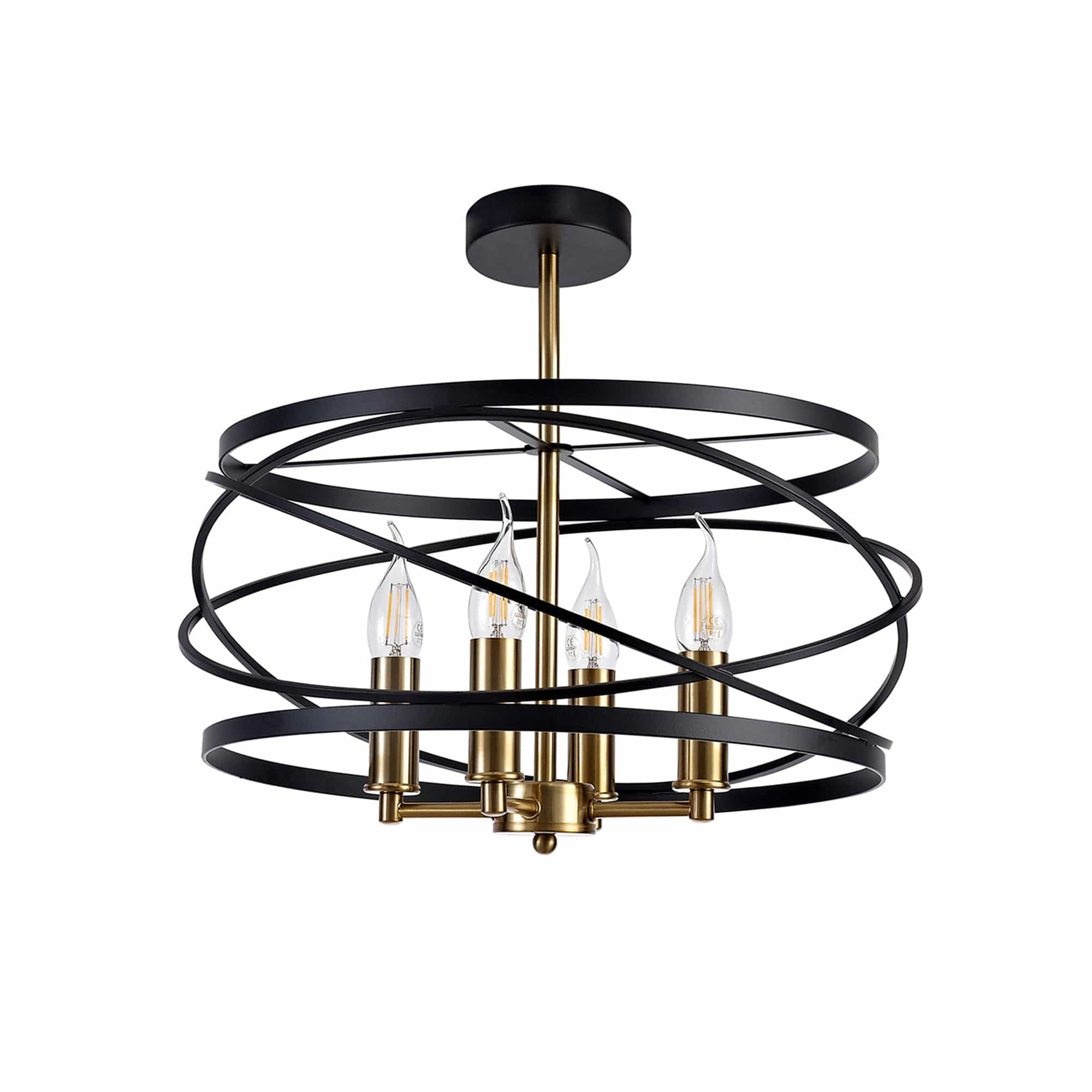 Oliver Pendant 4 Light Black/Satin Gold Finish