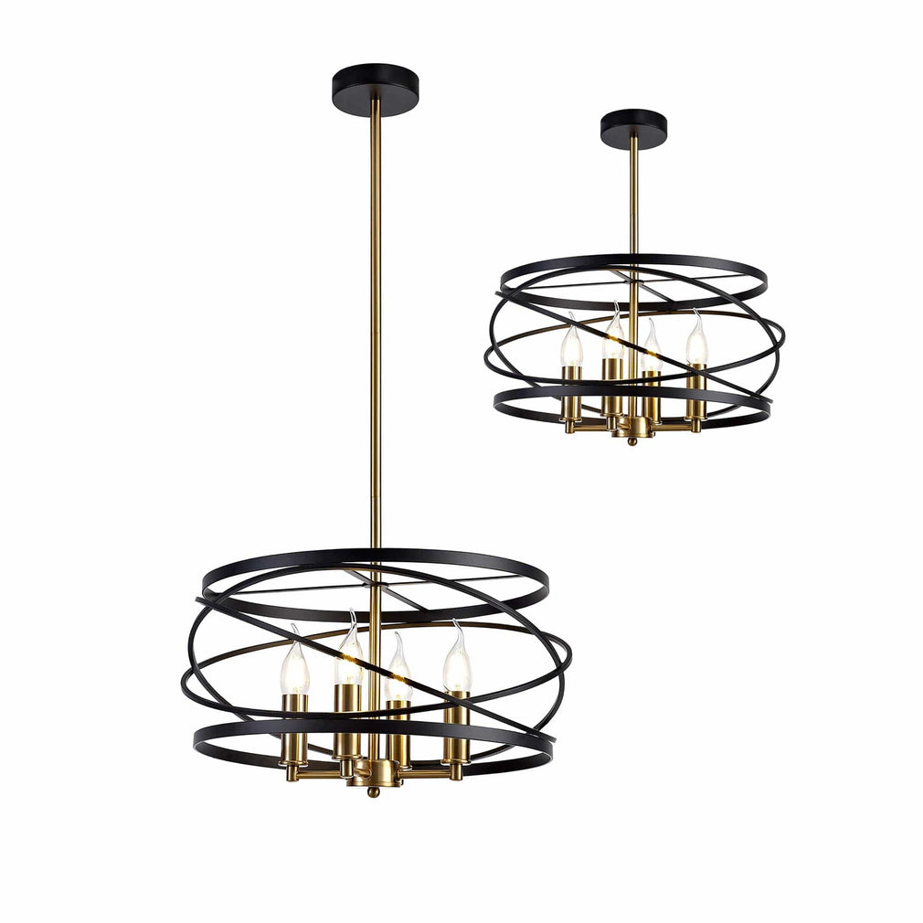 Oliver Pendant 4 Light Black/Satin Gold Finish