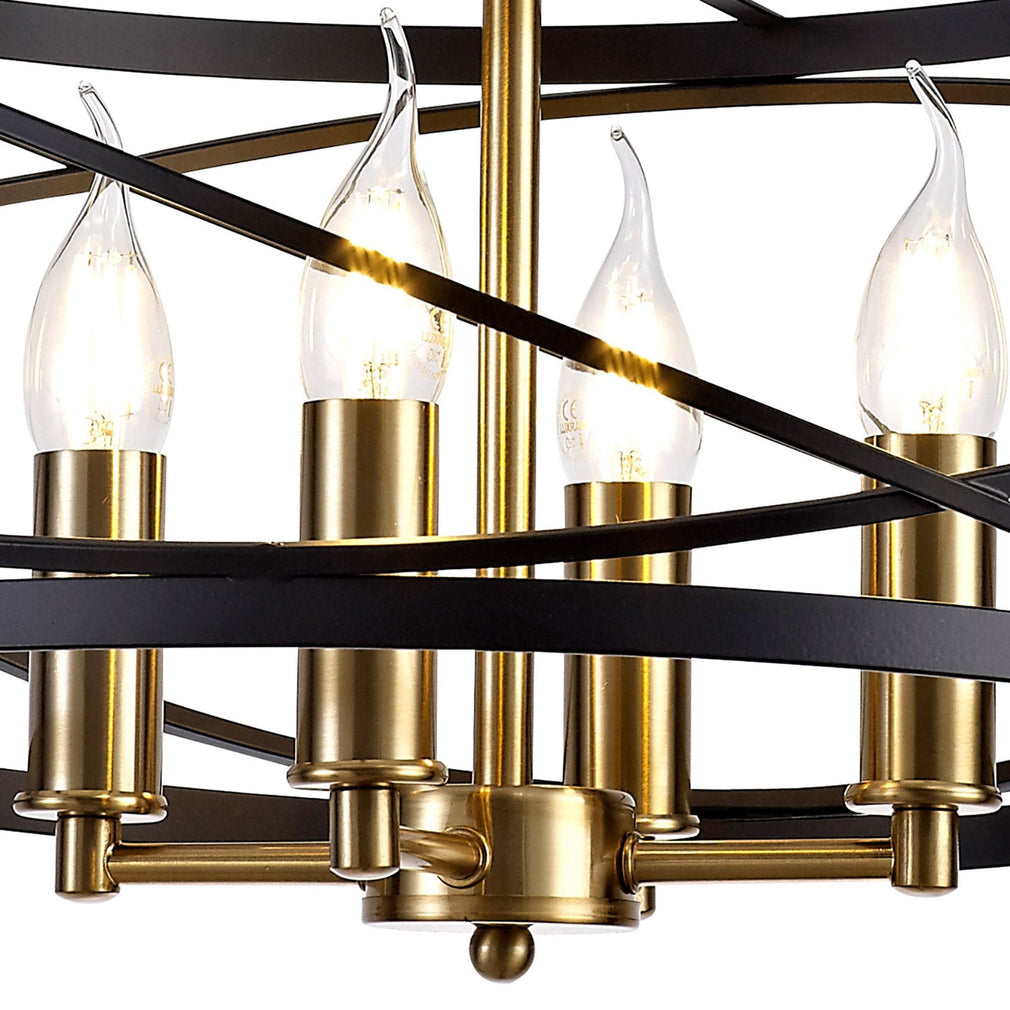 Oliver Pendant 4 Light Black/Satin Gold Finish