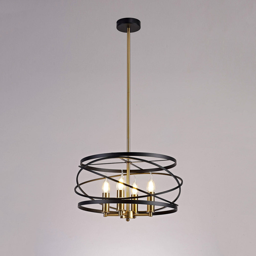Oliver Pendant 4 Light Black/Satin Gold Finish
