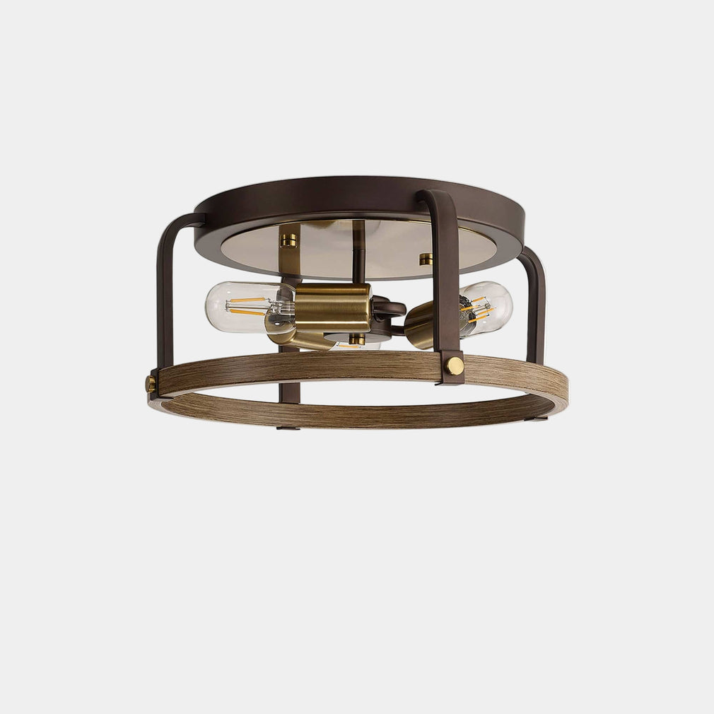 Sven 3 Flush Antique Bronze/Brown Oxide/Oak Finish