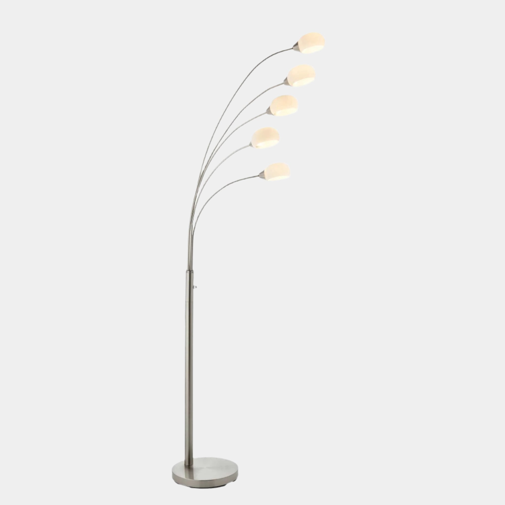 Arran 5 LED Floor Lamp White Glass Satin Nickel