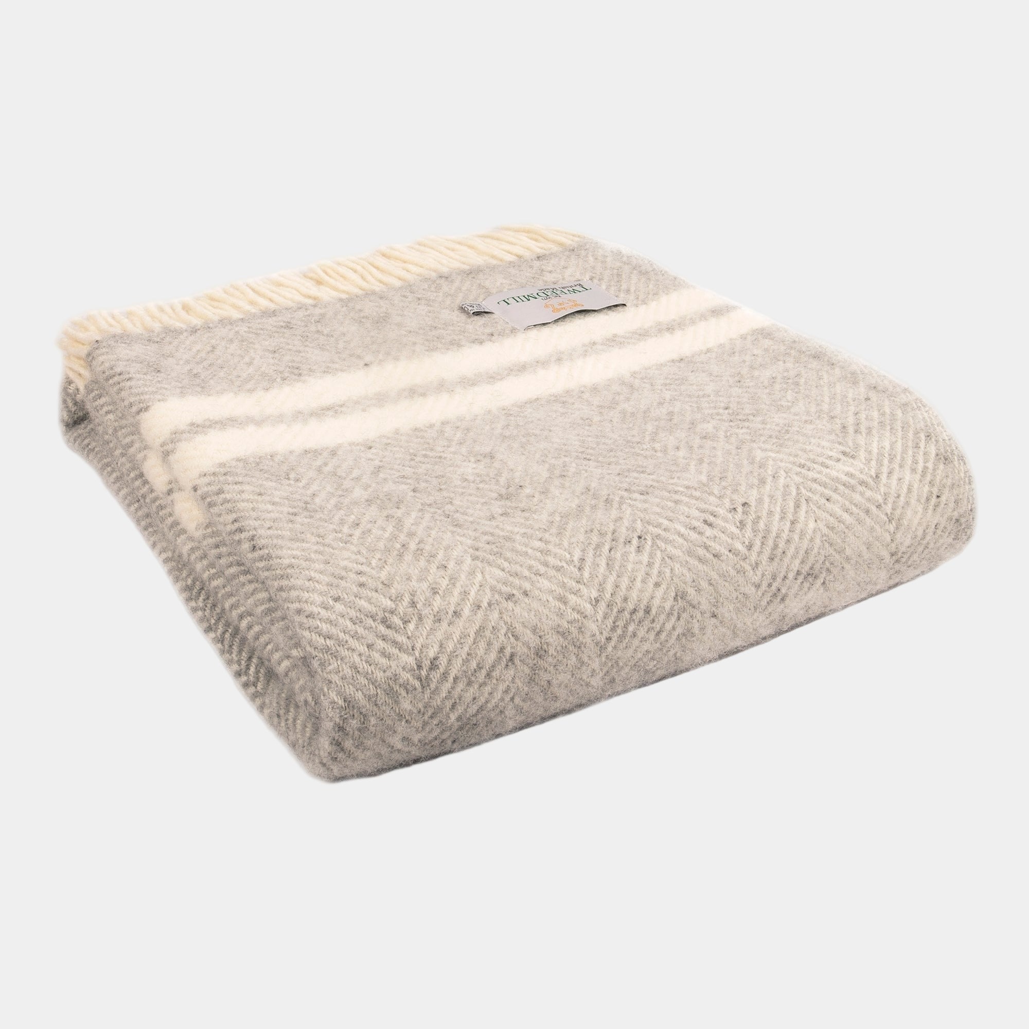 Tweedmill Fishbone Stripe Grey Throw