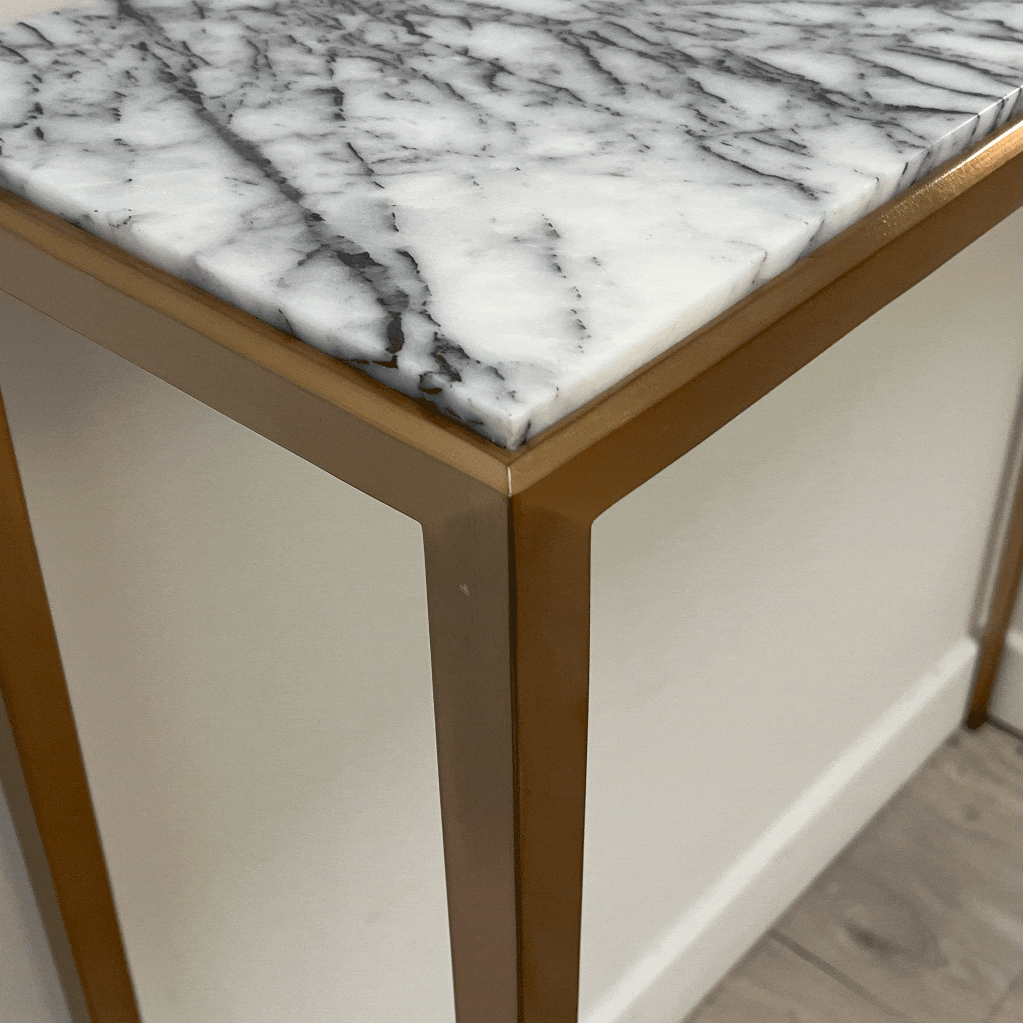 Henley Console Table Gold Finish - Bianco Lilac Marble Top