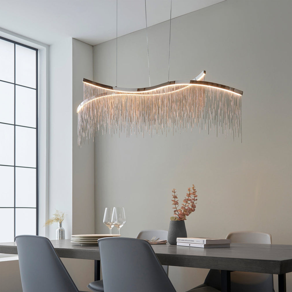 Robyn Fringe 2 Light LED Pendant Silver