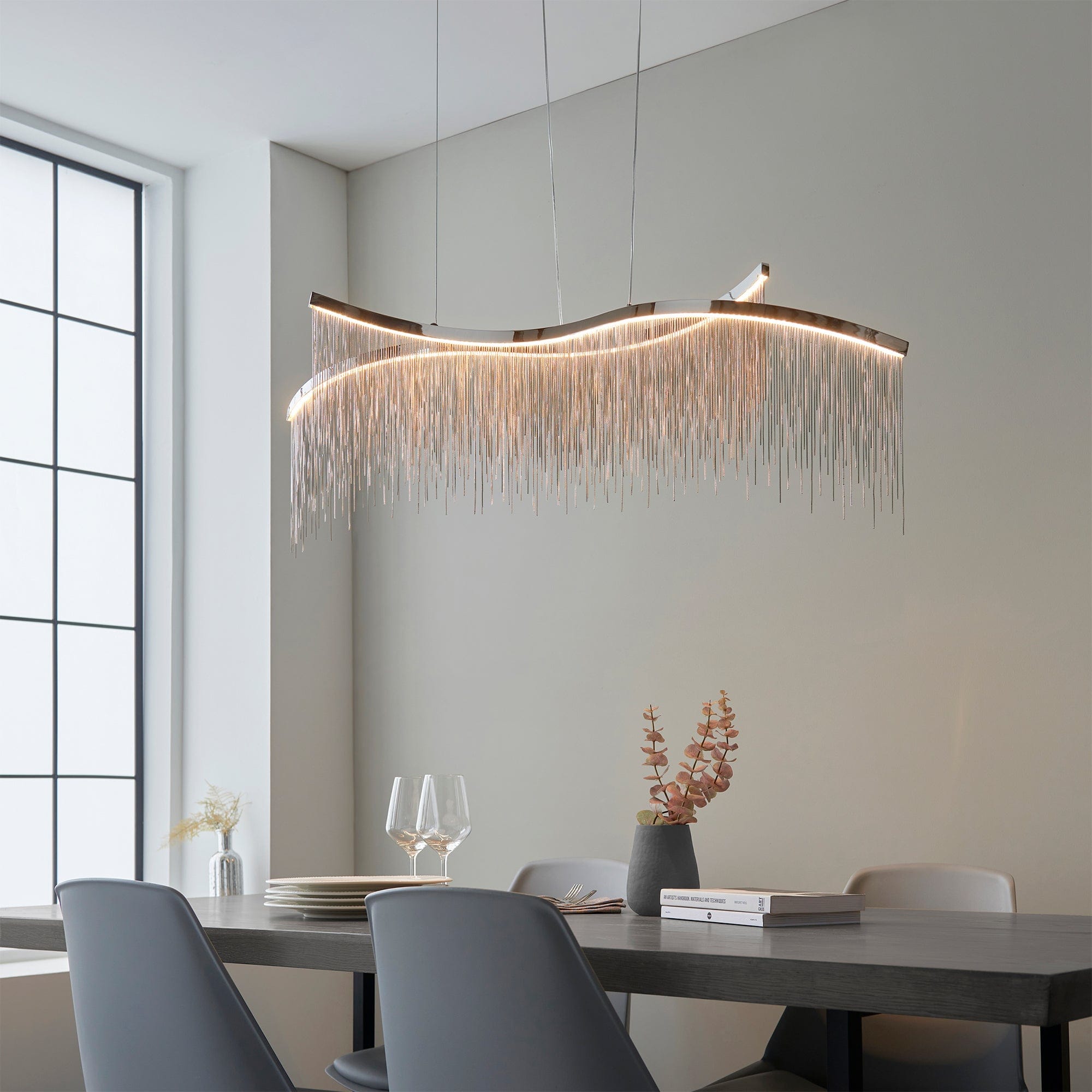 Robyn - LED Ceiling Pendant Silver Fringe