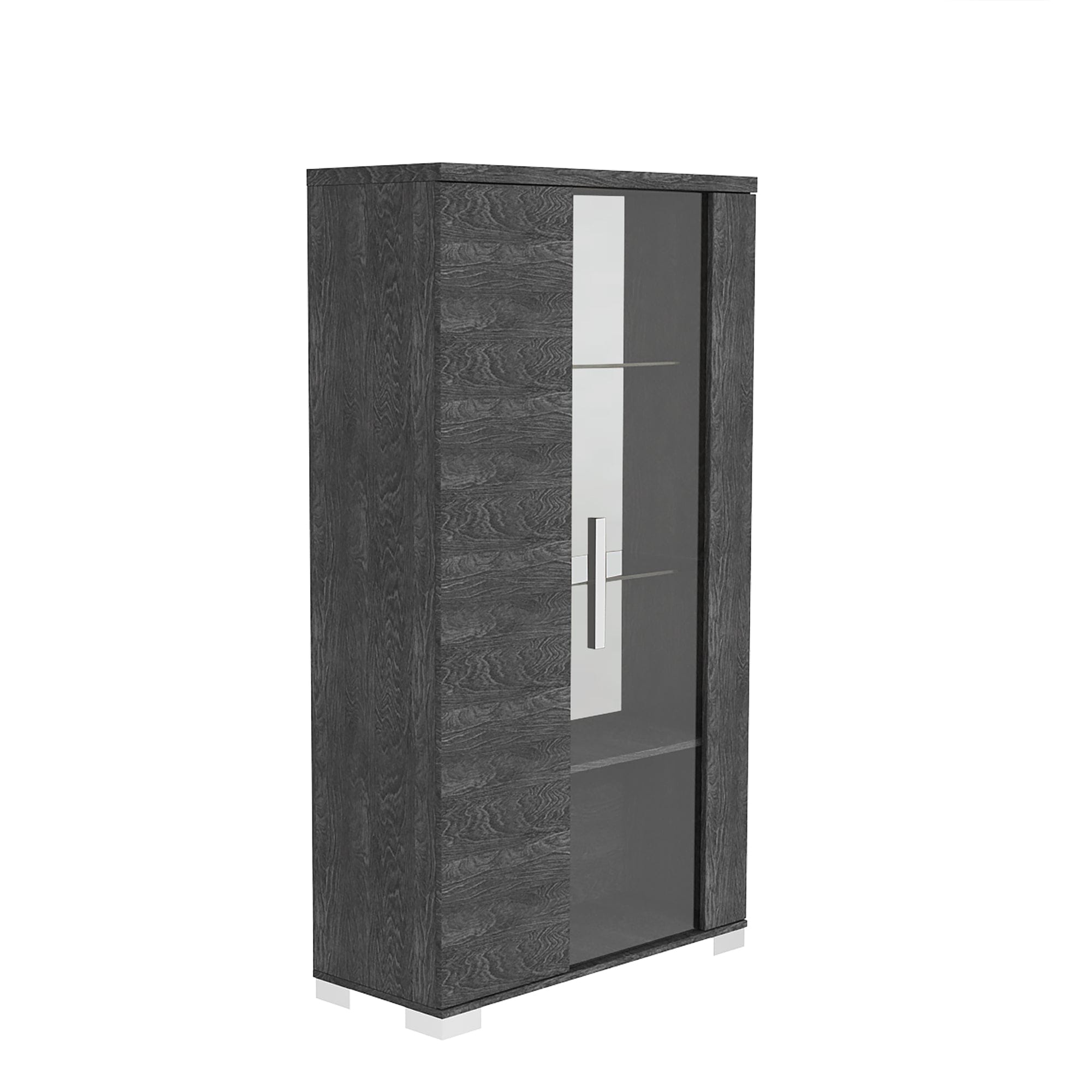 2 Door Vitirine With Light In Grey Birch