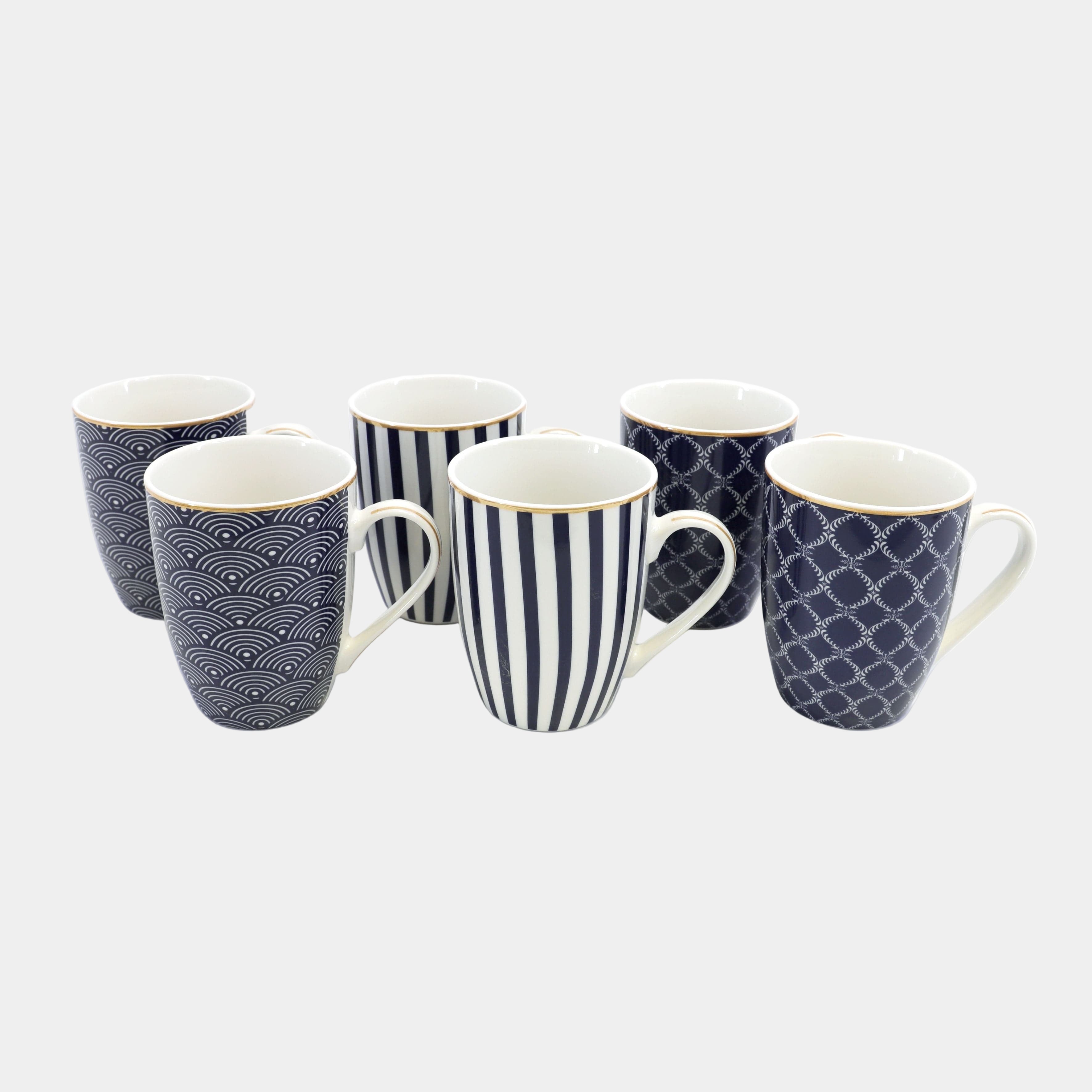 Spots & Stripes Party Mugs Blue Set of 6 (BA)