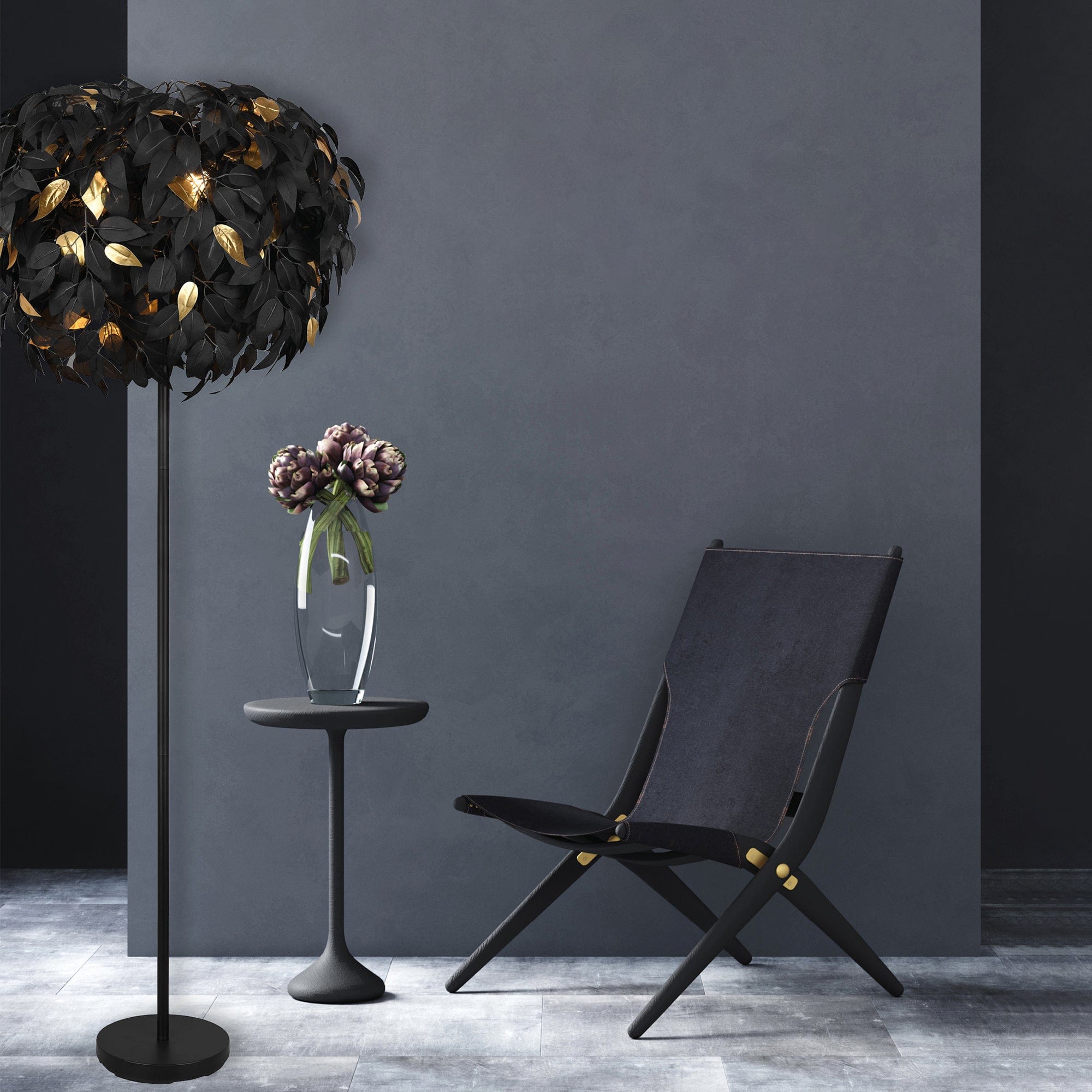 Treely Leaf, Black - Floor Lamp