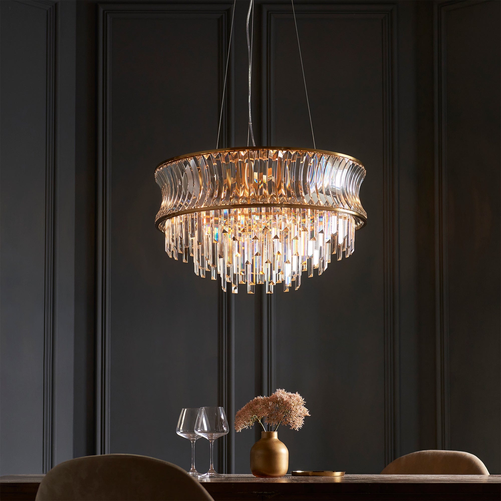 Lola - Gold Crystal 9 Light Chandelier