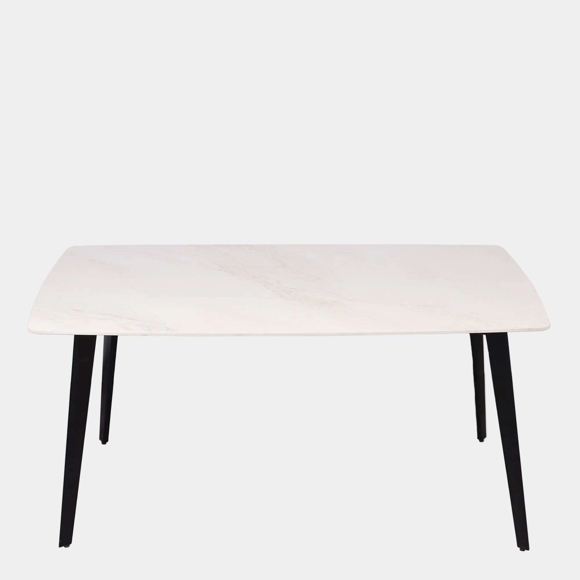 160cm Dining Table White Gloss Sintered Stone & 4 Dining Chairs In Dark Grey Fabric