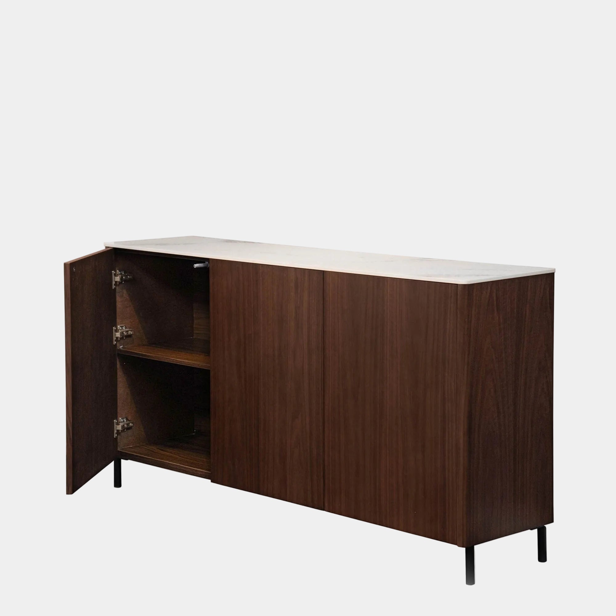Turin - 3 Door Sideboard, Walnut & White Top