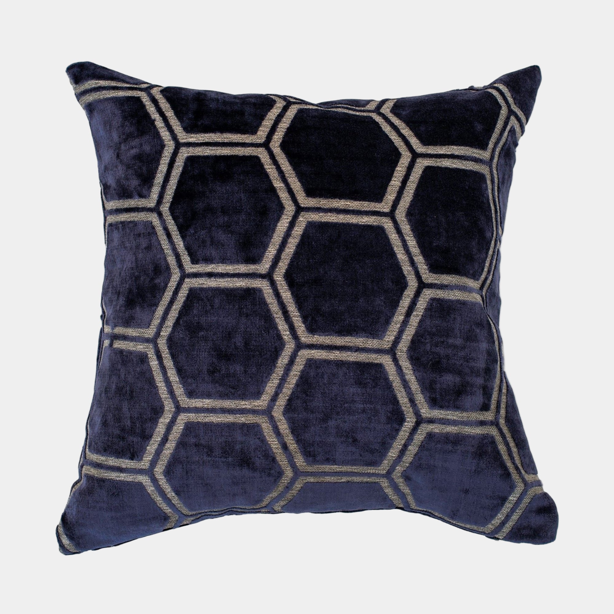 Ivor Cut Velvet Embossed Navy Cushion Small