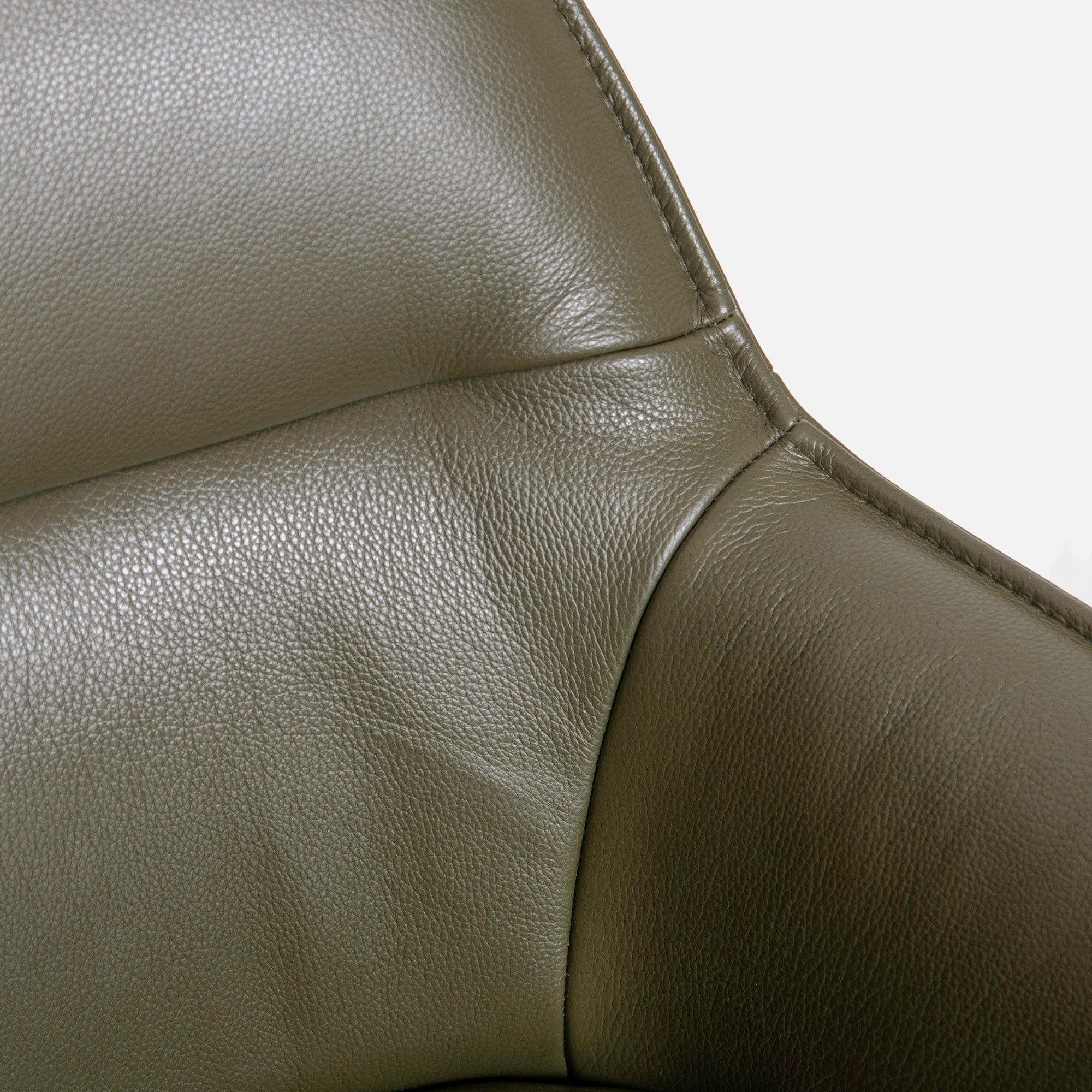Swivel Chair With 'C' Wooden Leg In Semi Aniline Leather