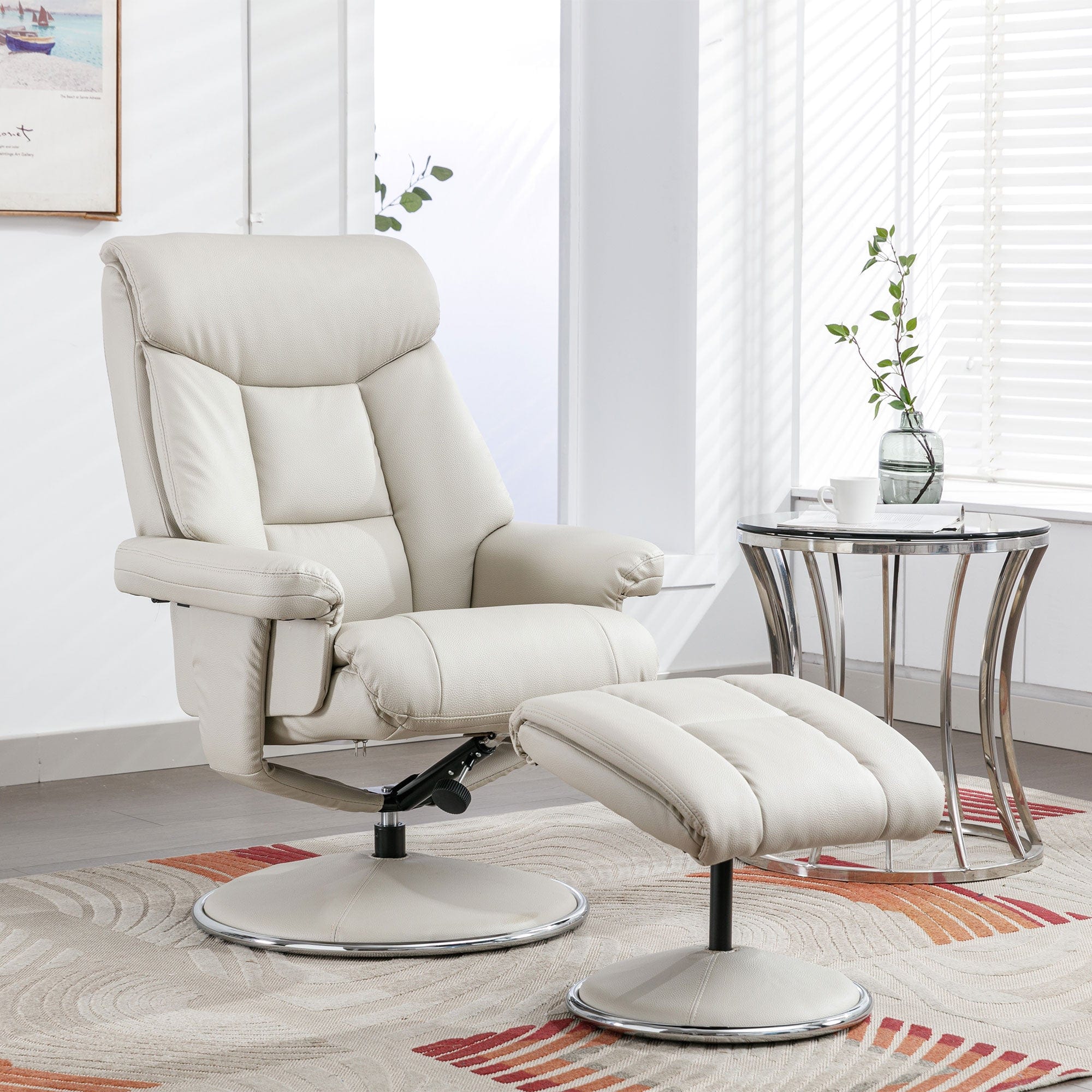 Orion - Swivel Chair & Stool, Mushroom PU Leather
