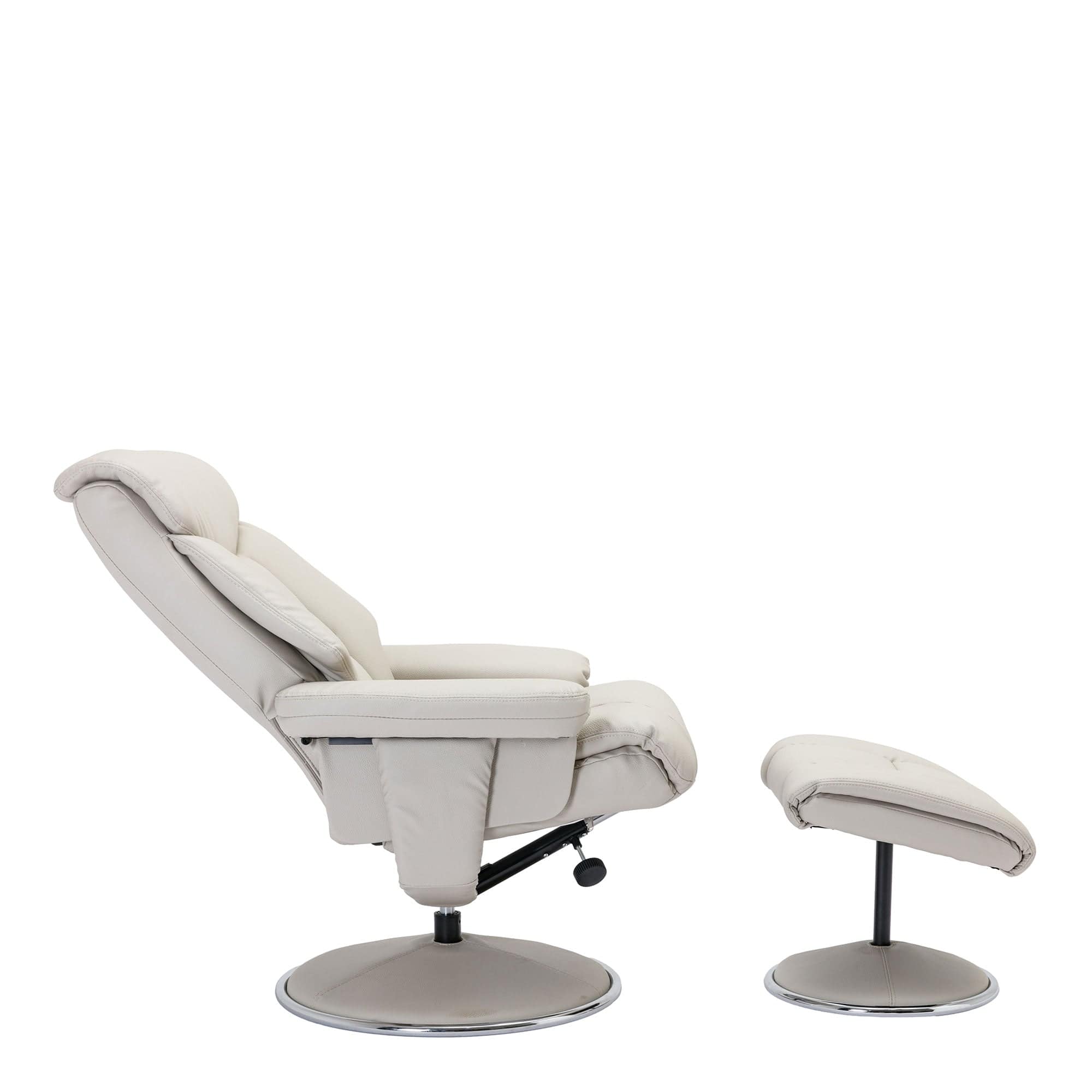 Orion - Swivel Chair & Stool In Plush PU Mushroom