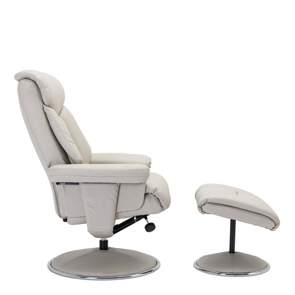 Orion - Swivel Chair & Stool In Plush PU Mushroom