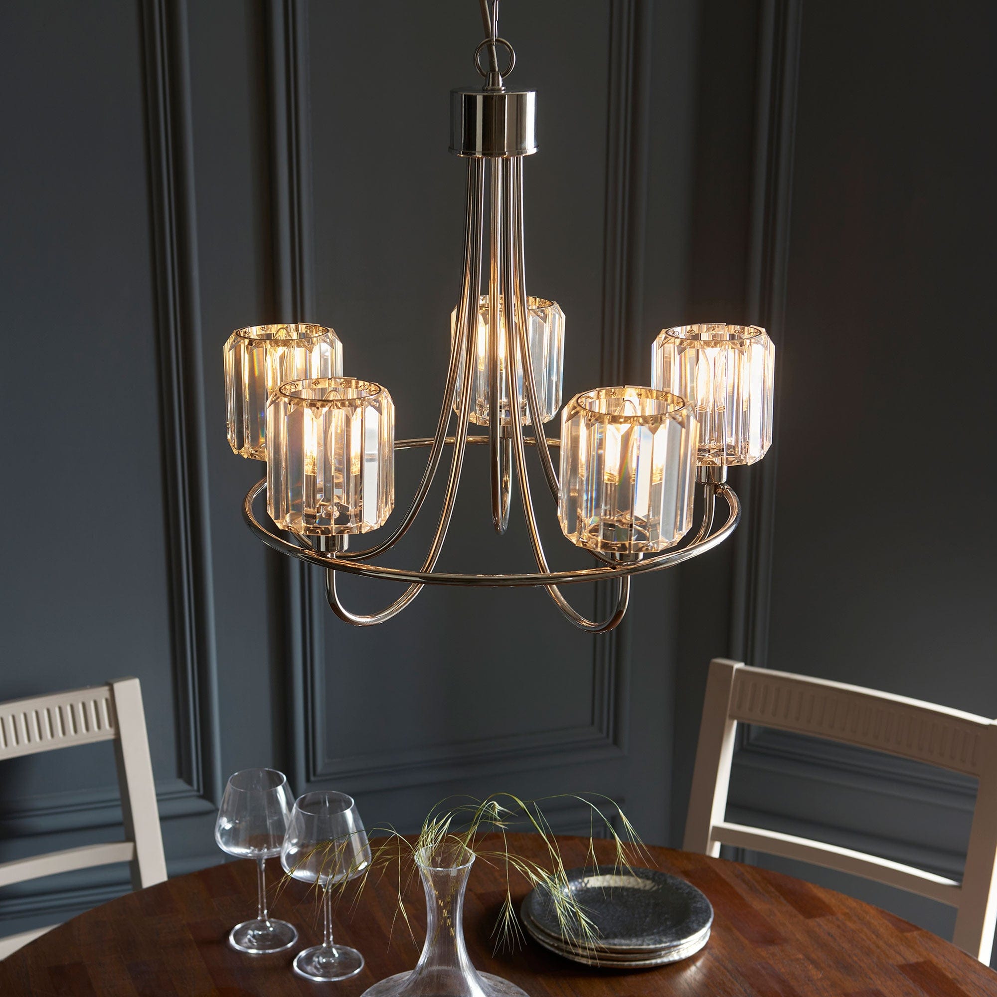 Bernice - Polished Chrome 5 Light Chandelier