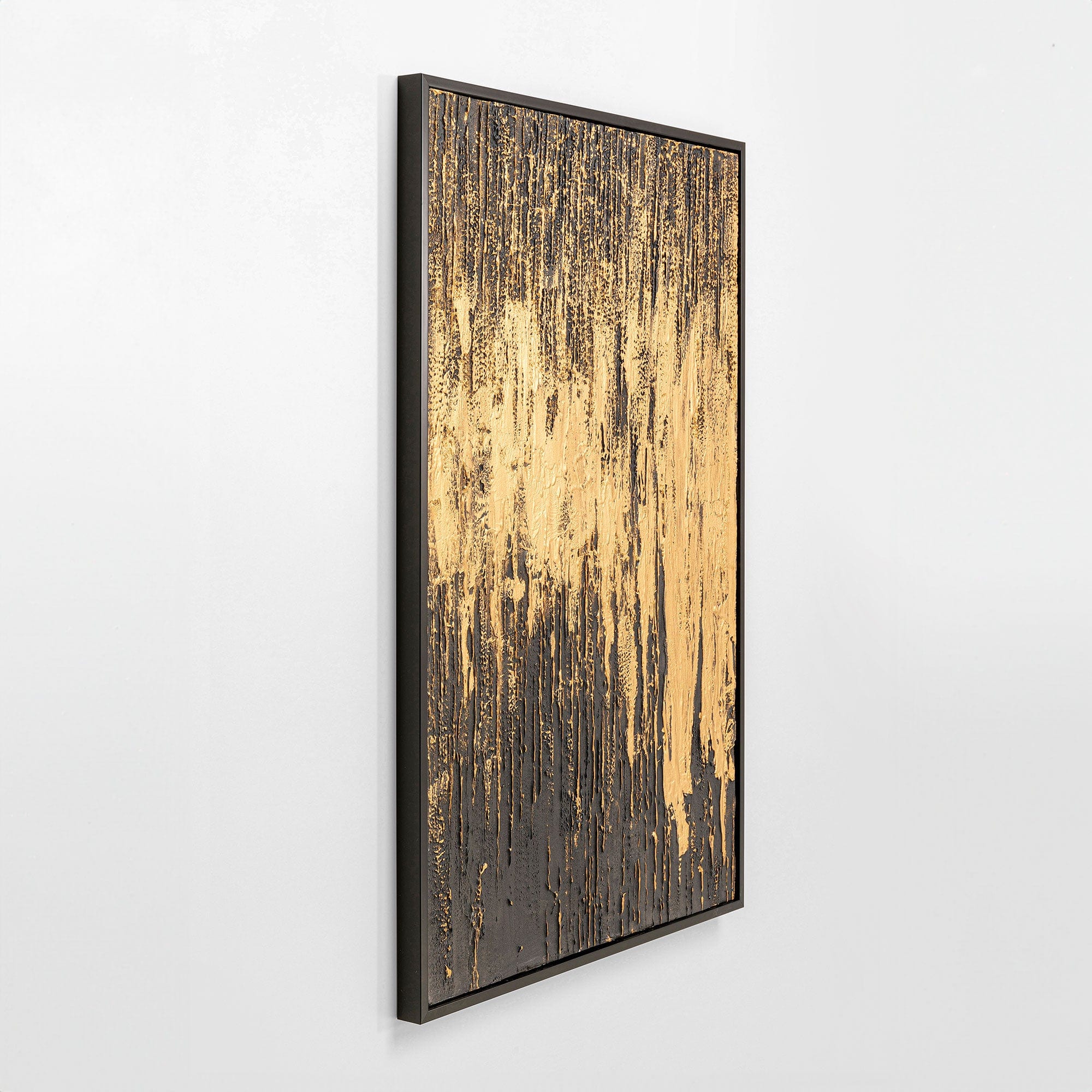 Brush of Gold on Black - Framed Canvas