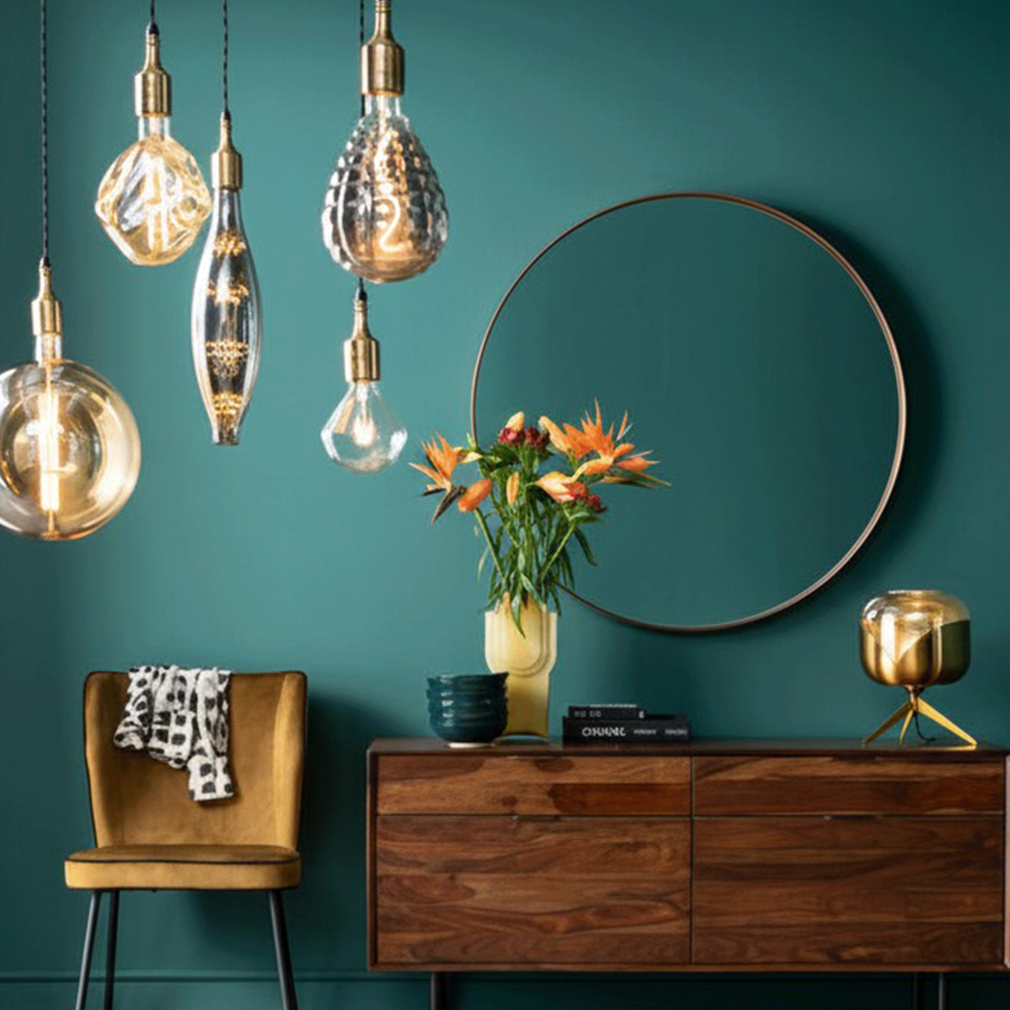 Coin Curve Round Mirror Brass 100cm (WG)