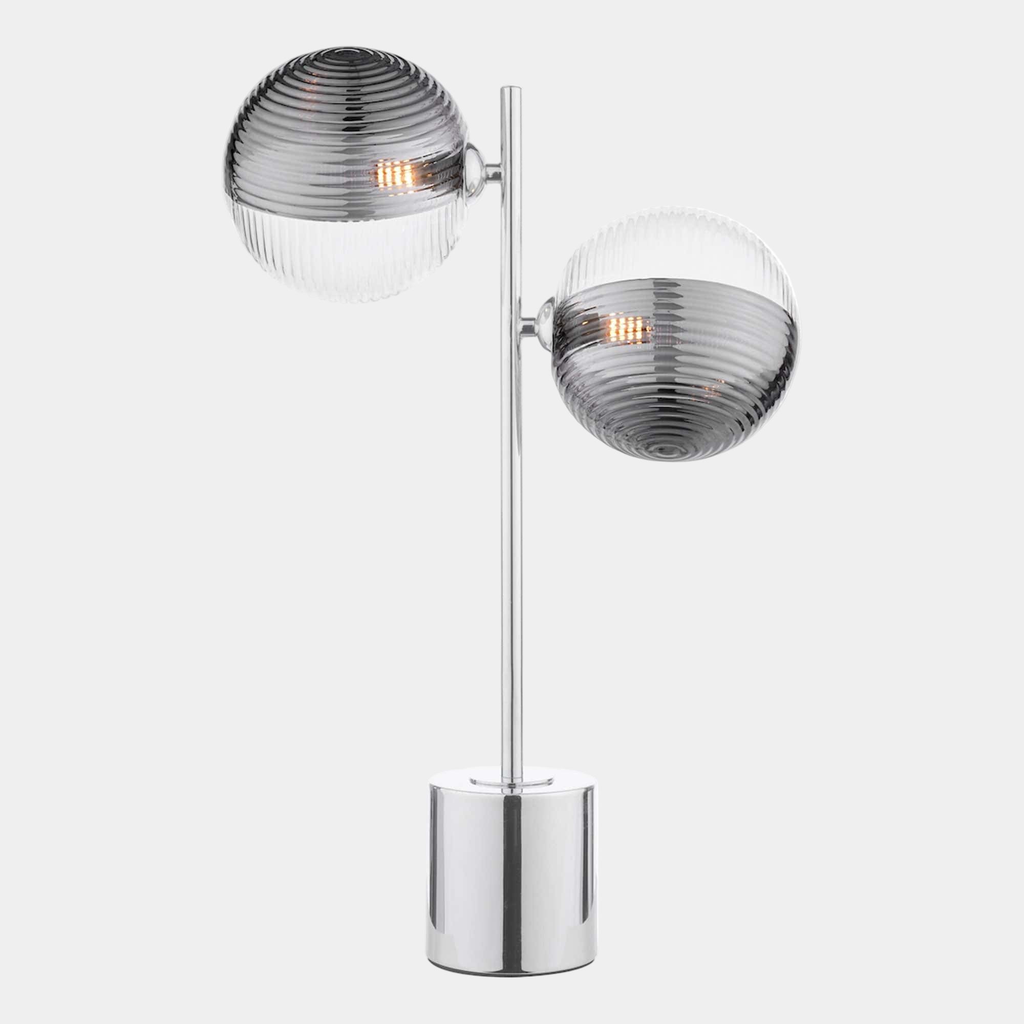 Stromboli - Smoked Ribbed Glass 2 Light Table Lamp