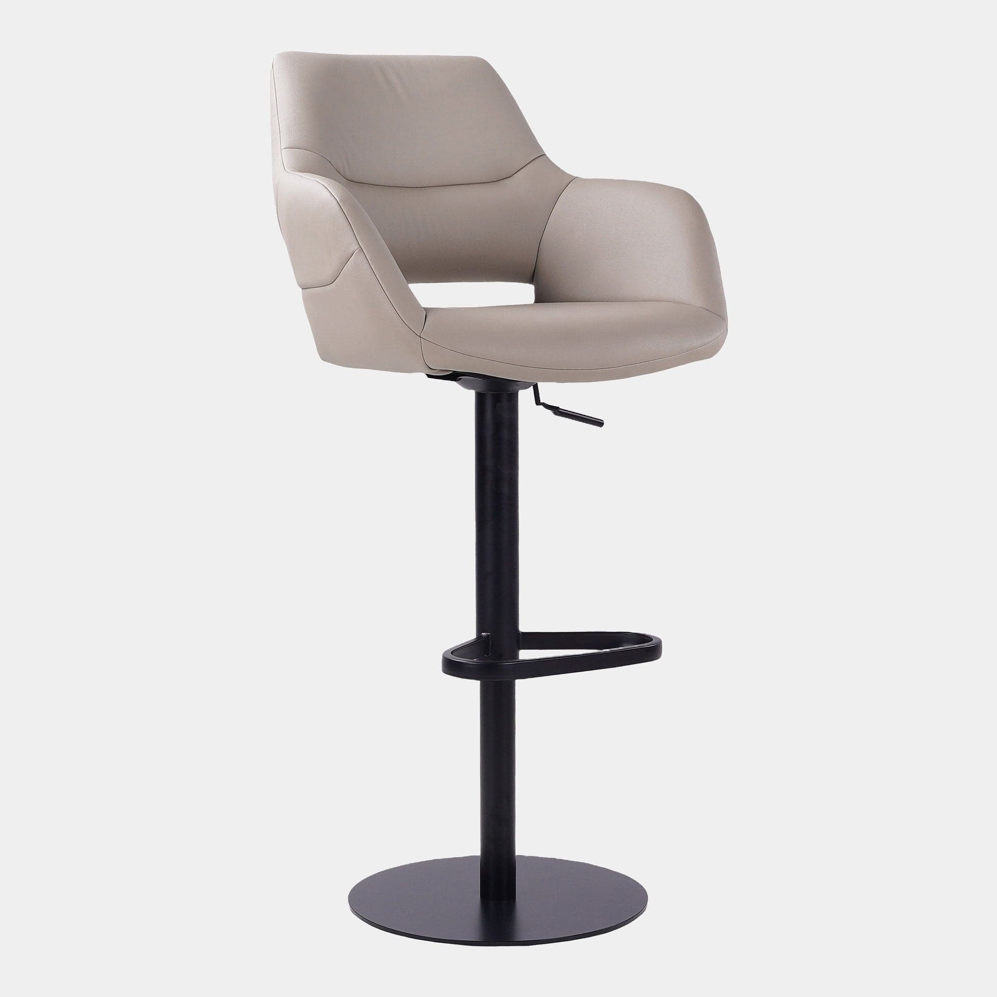 Swivel Bar Stool In PU With Black Metal Base