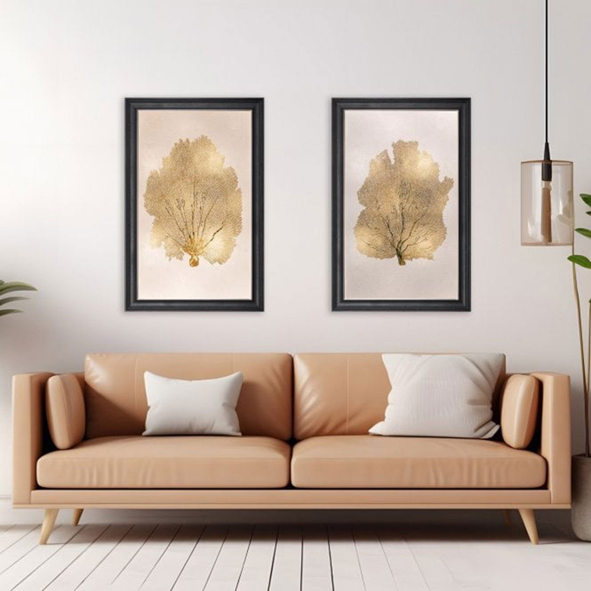 Honey Gold Leaf Tree - Framed Wall Art Print