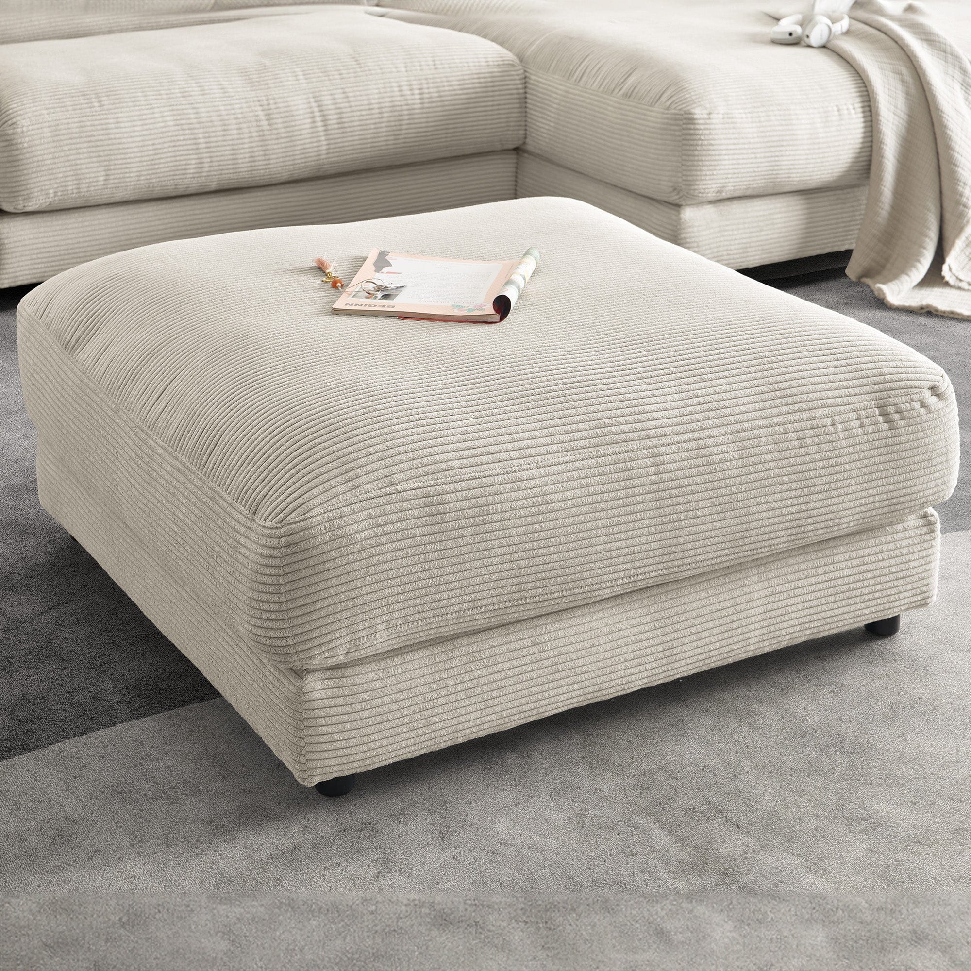 Domino - Medium Square Footstool, Fabric