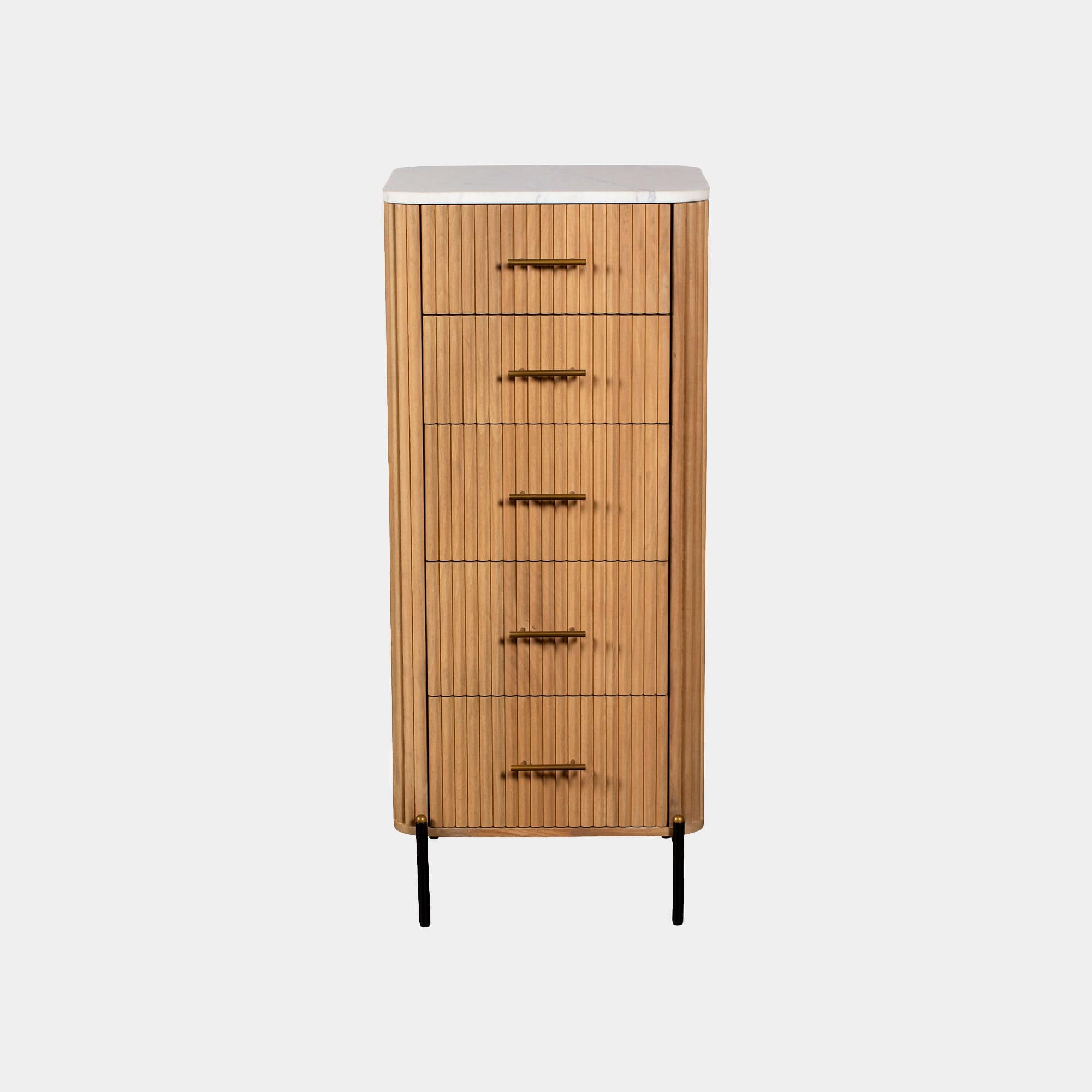 Bombay - 5 Drawer Tall Chest With Marble Top