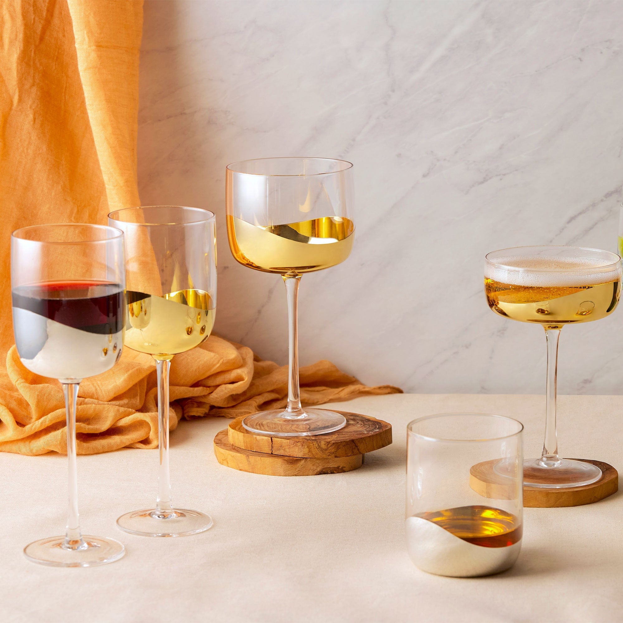 Wave Gold - Gin Glasses, Set of 2