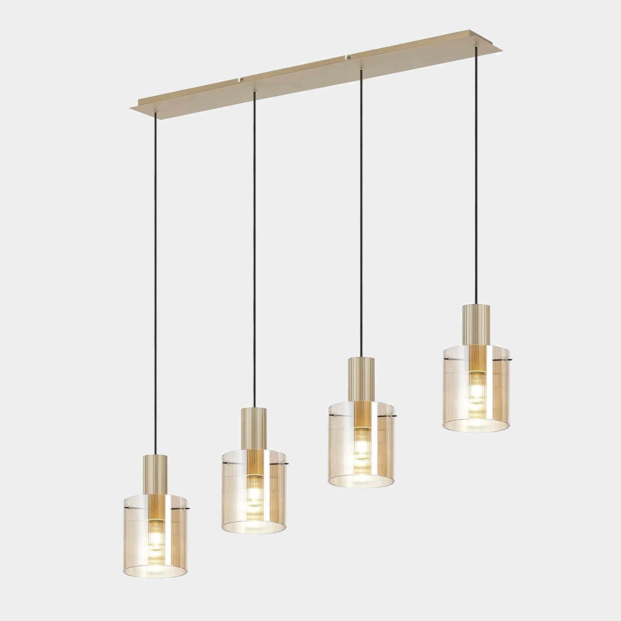 Rizzi Ribbed Narrow Amber 4 Bar Pendant (W1)