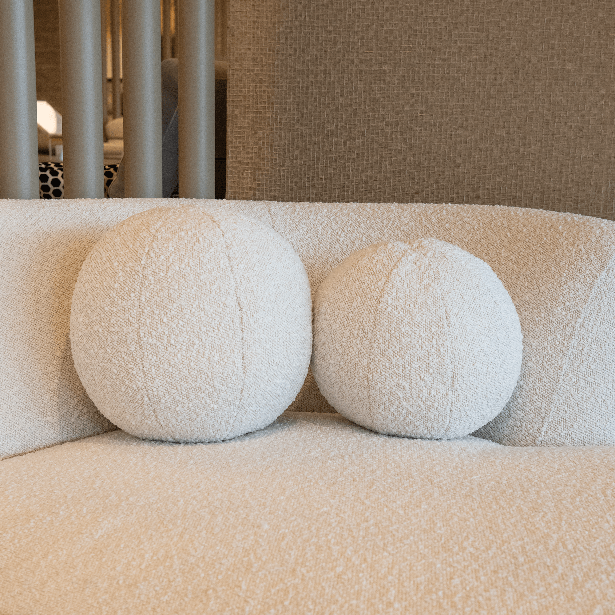 Malory Boucle Ball - Small Cream Cushion