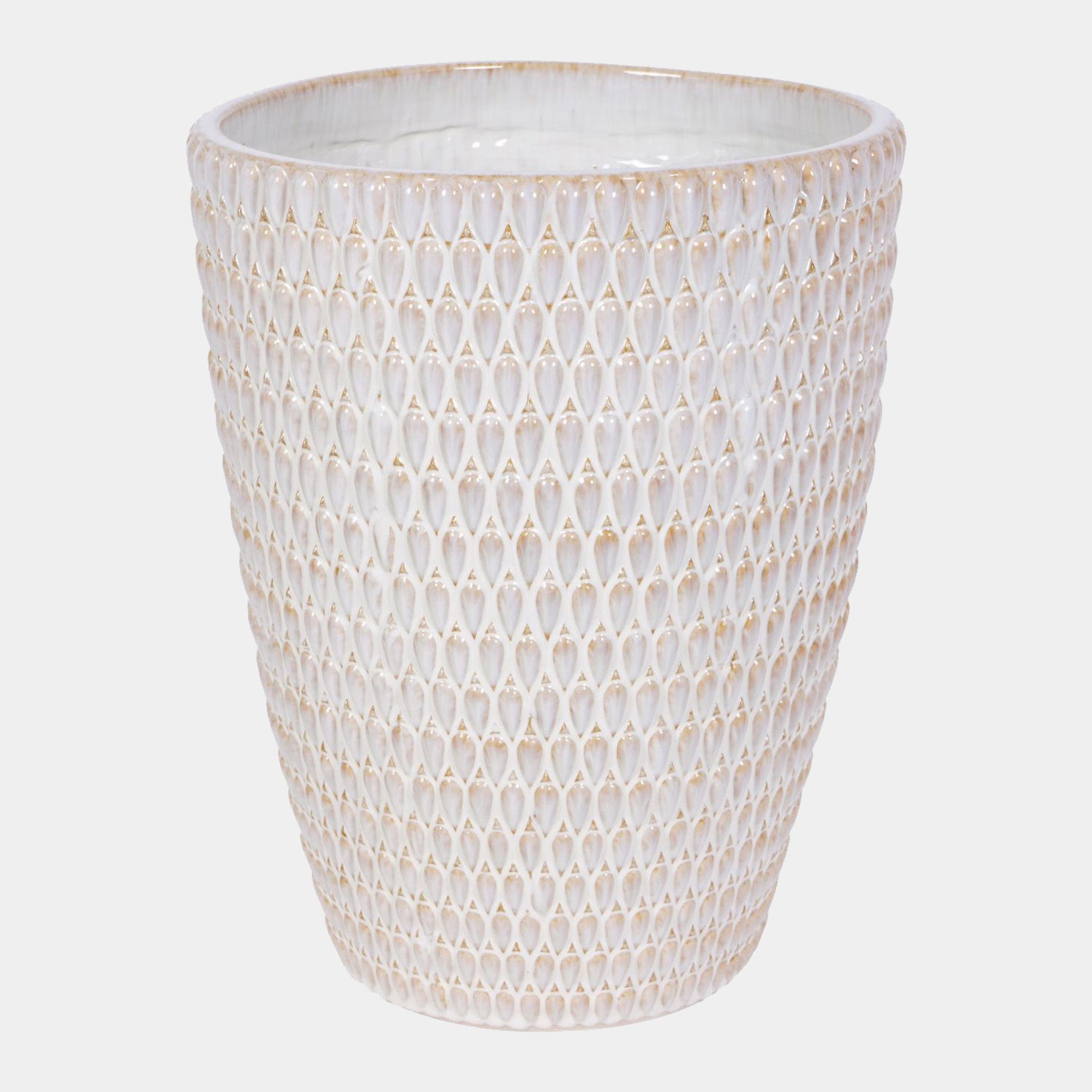 Navagio - Reactive Glaze Cream Ceramic Planter XL