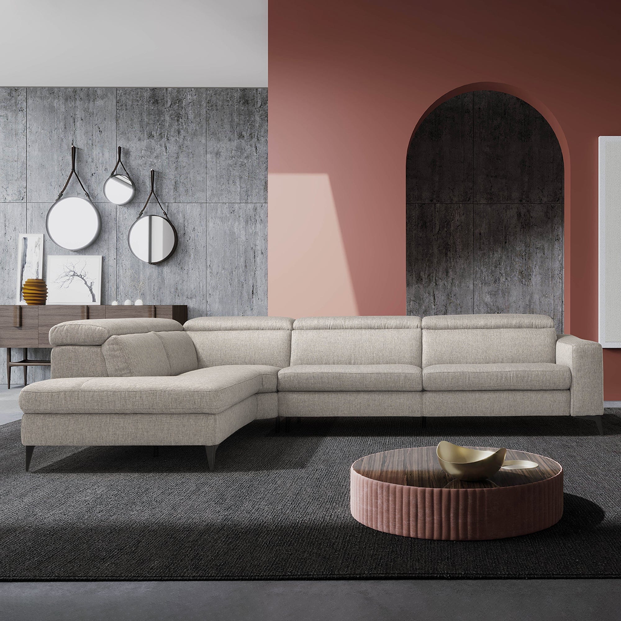 Barletta - RHF Terminal Corner Sofa, Fabric