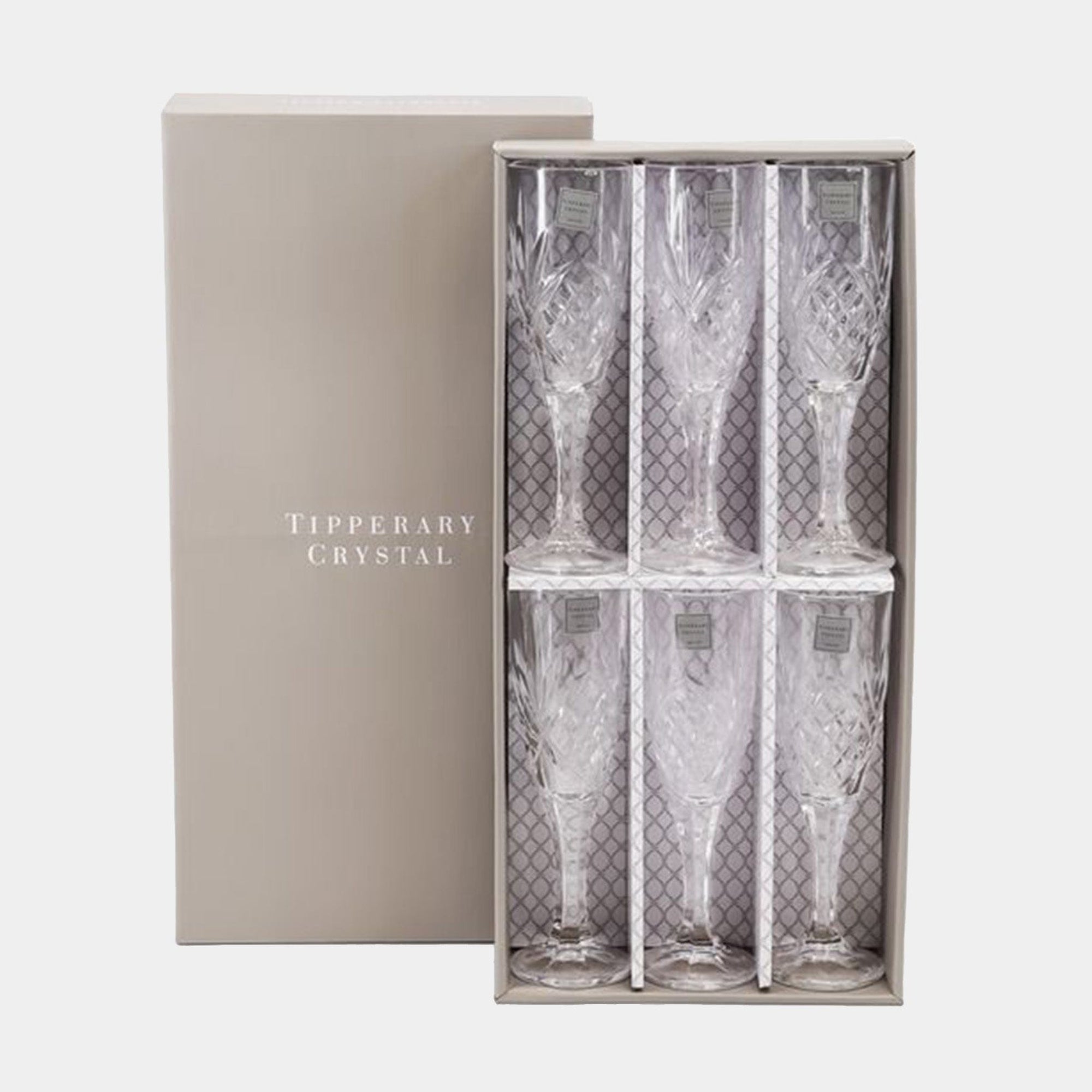 Tipperary Crystal Belvedere - Flute Glasses, Set of 6