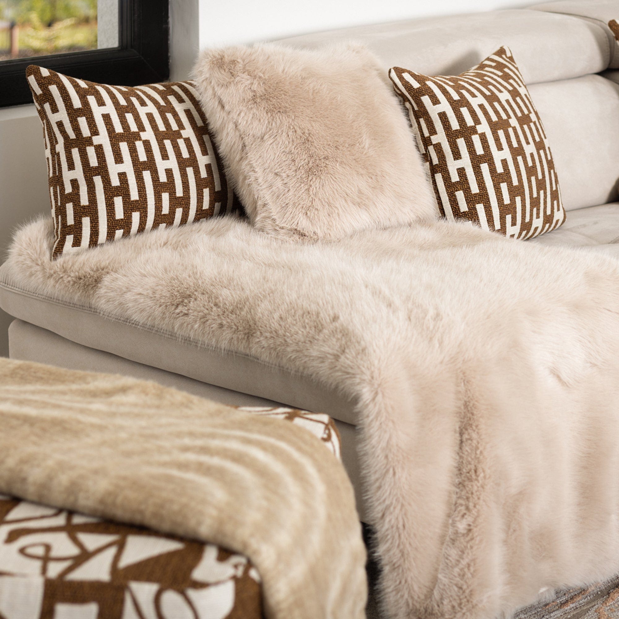 Retro - Cognac Brown Cushion 43x43cm