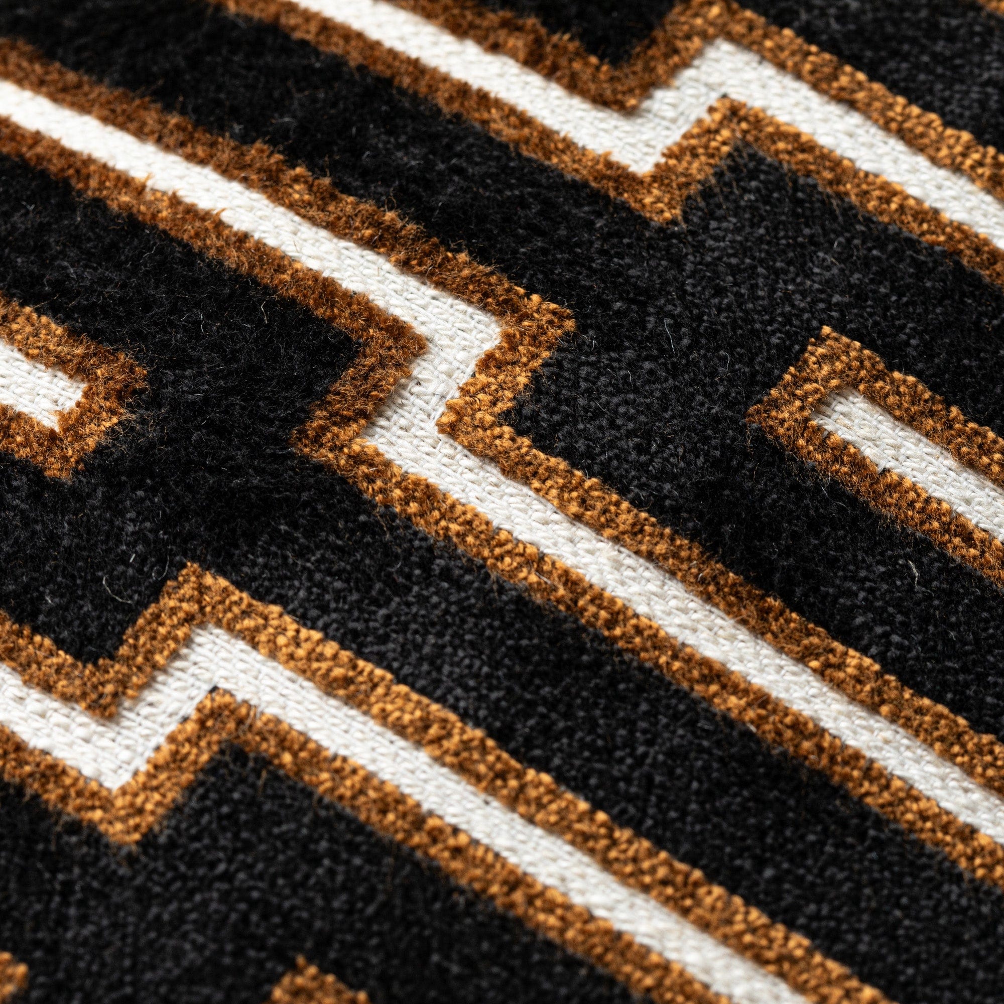 Odyssey - Black/Cognac Cushion 43x43cm