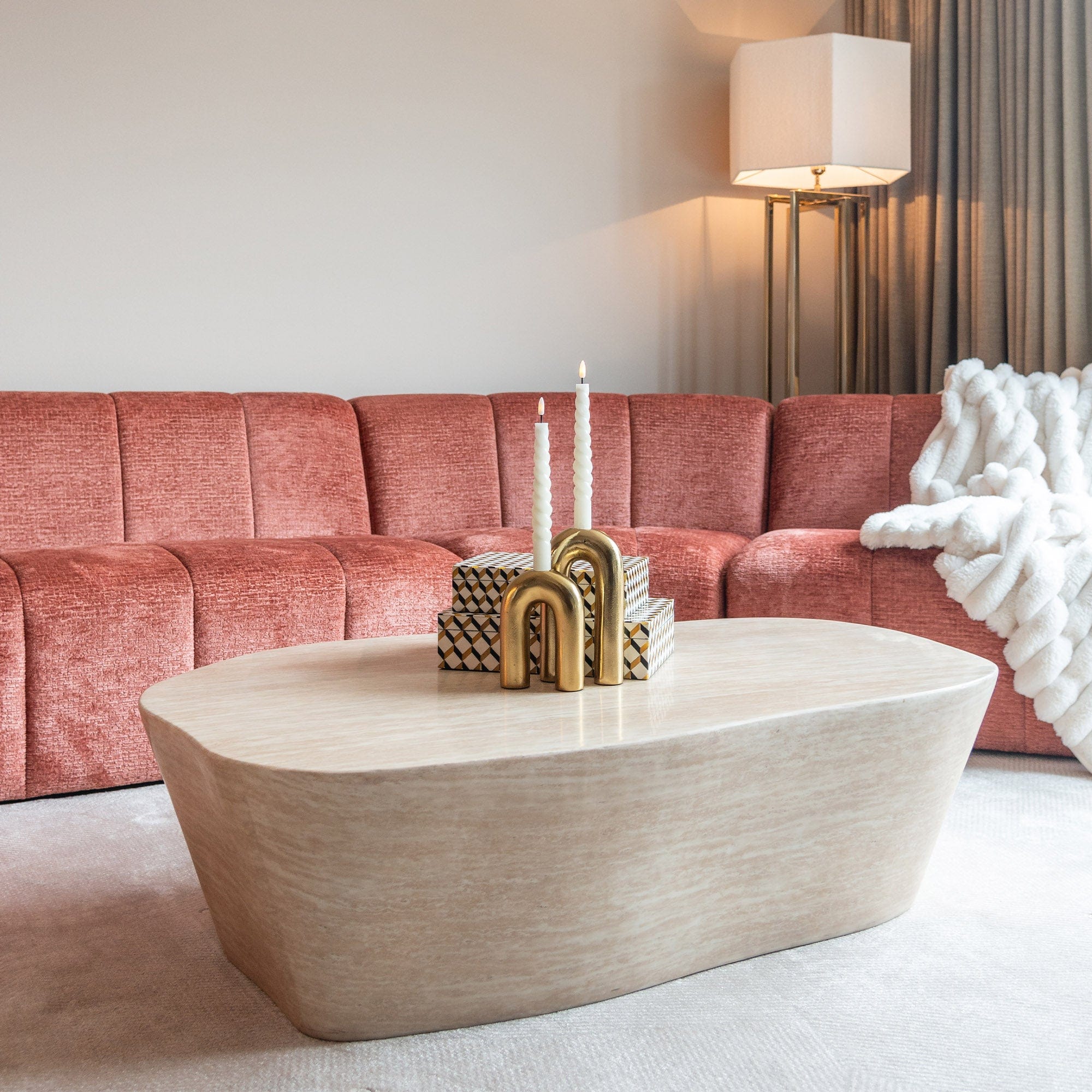 Franklin - 125cm Coffee Table In Faux Travertine