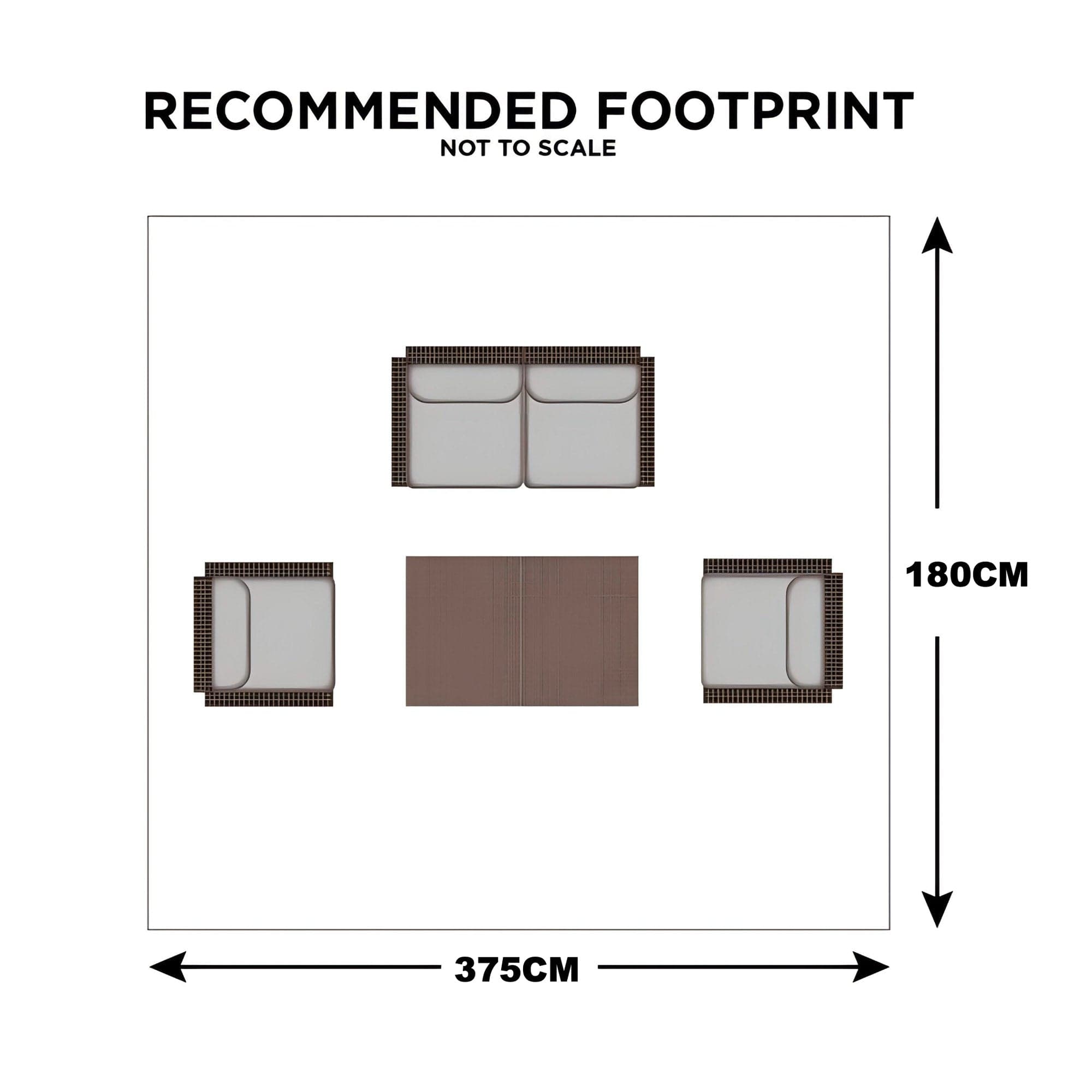 Key Largo - 2 Seat Garden Sofa Set & Coffee Table, Aluminium & Rattan