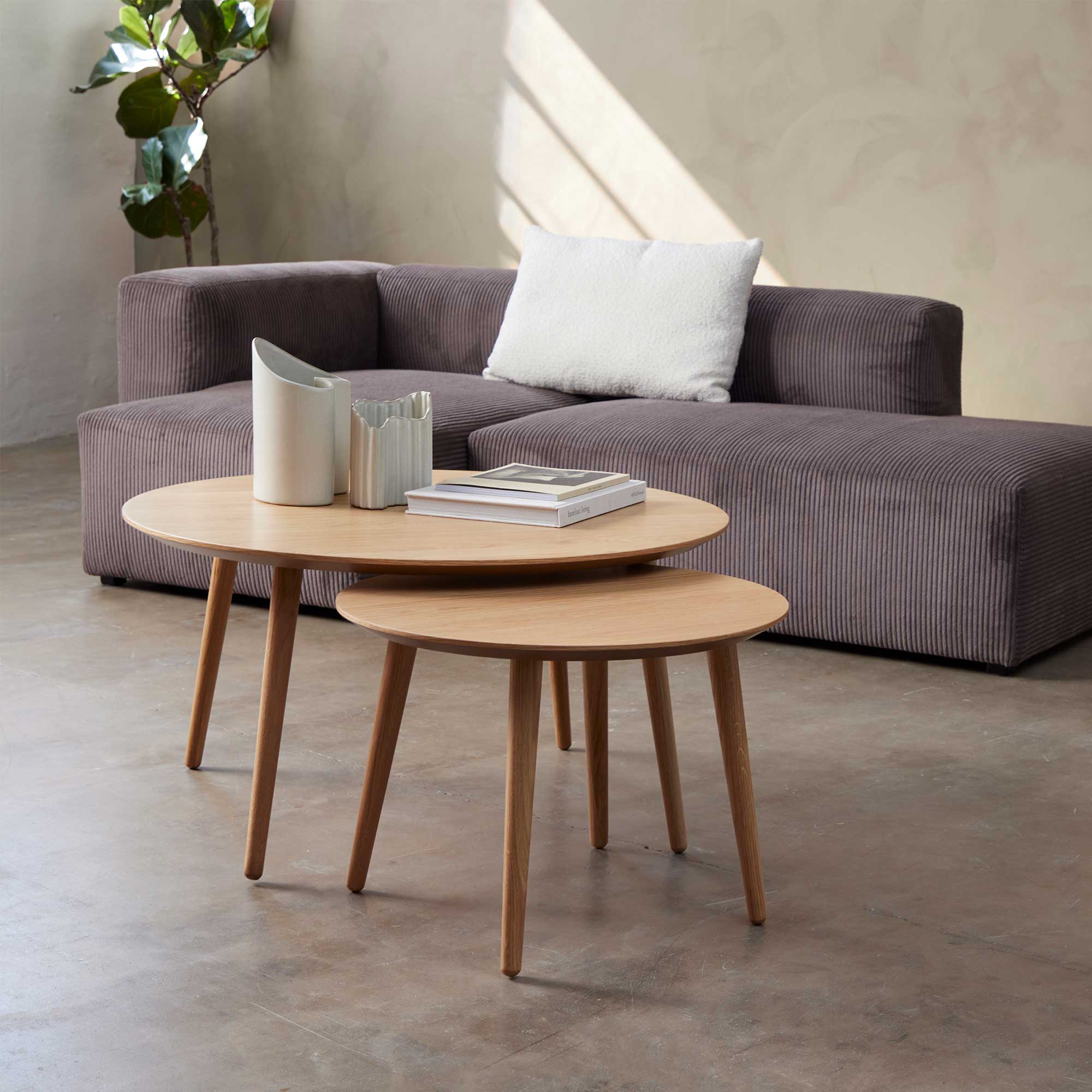 Riley - Circular Nest Of Tables In Natural Oak Finish