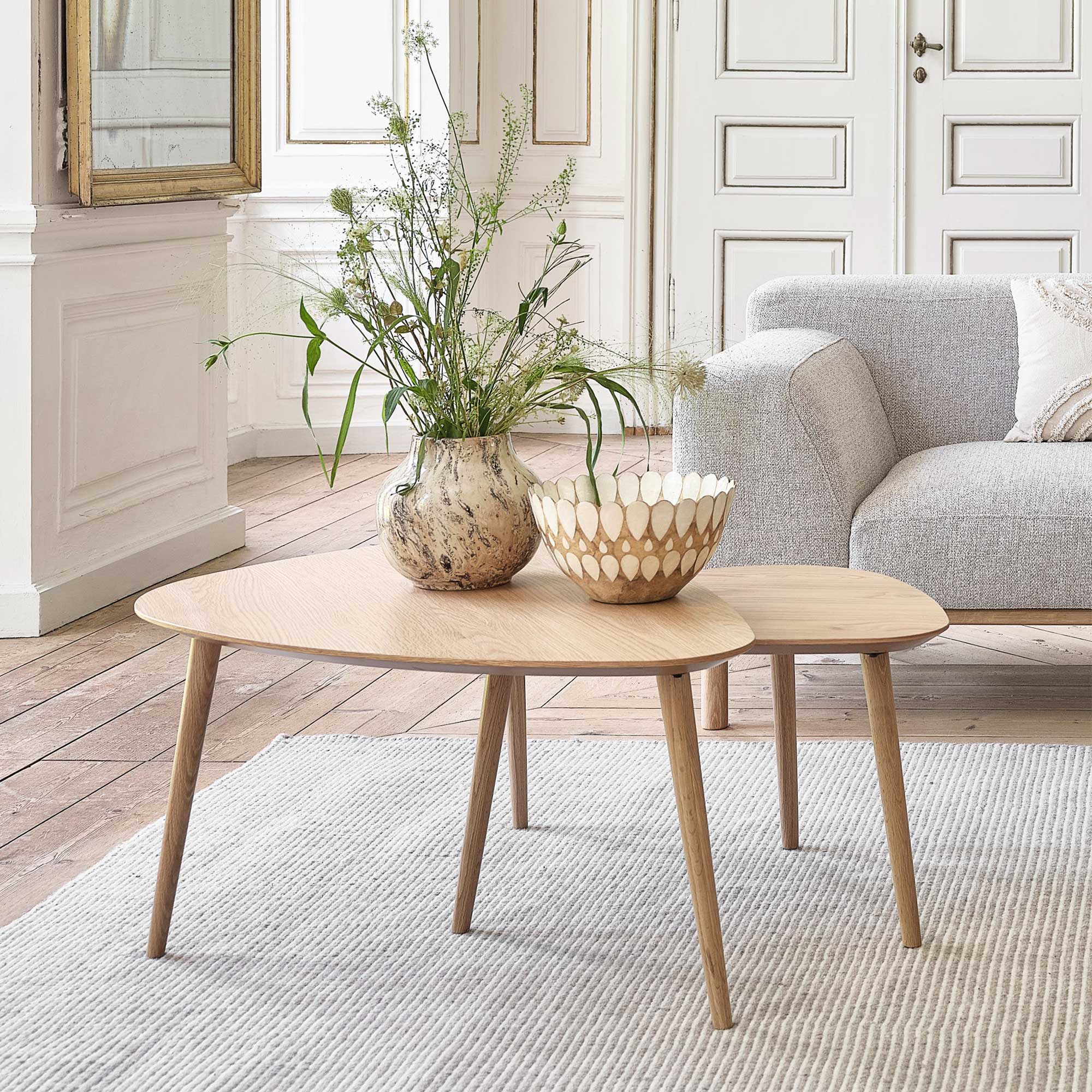 Riley - Triangular Nest Of Tables In Natural Oak Finish