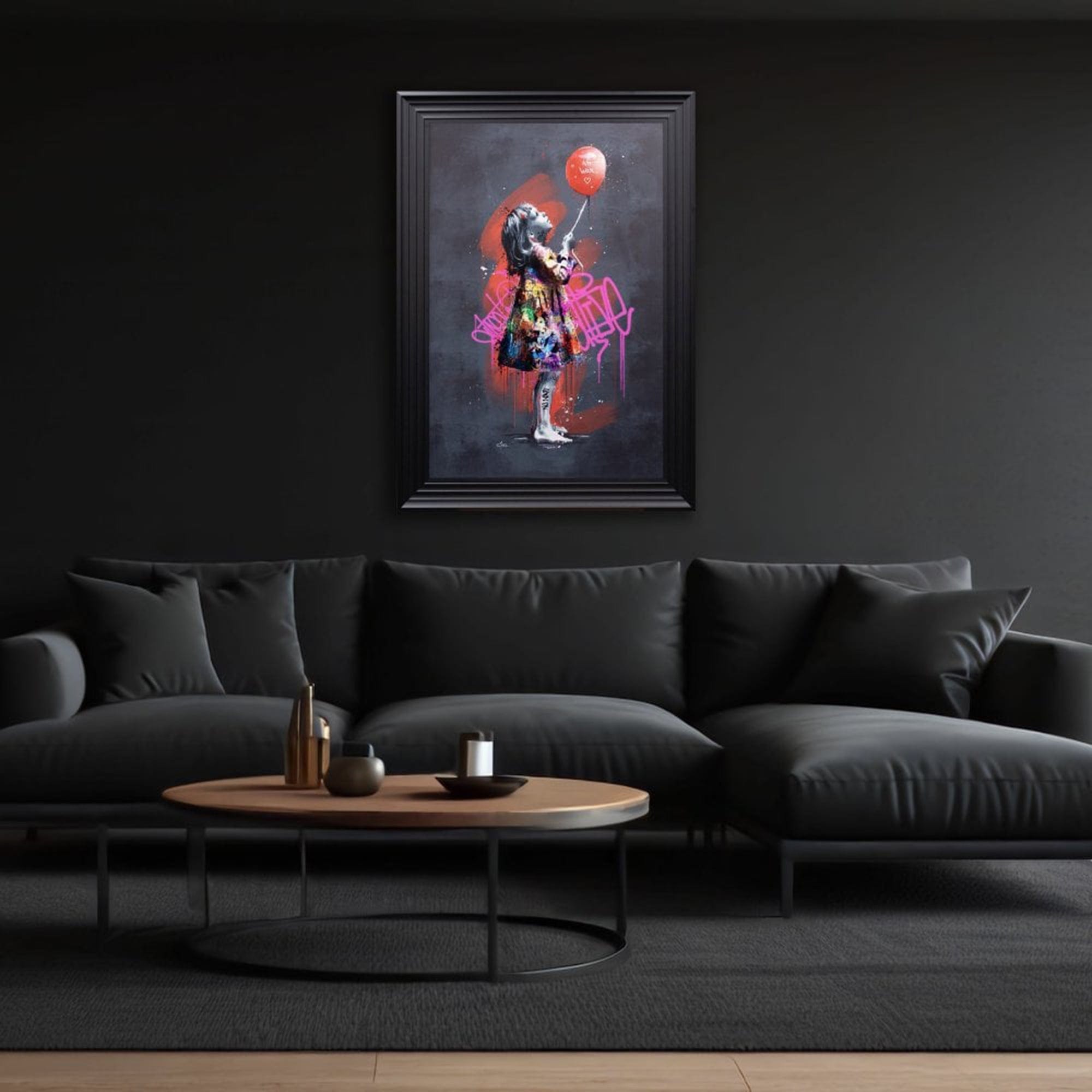 La Petite Fille Et Le Ballon - Framed Wall Art Print By Romaric
