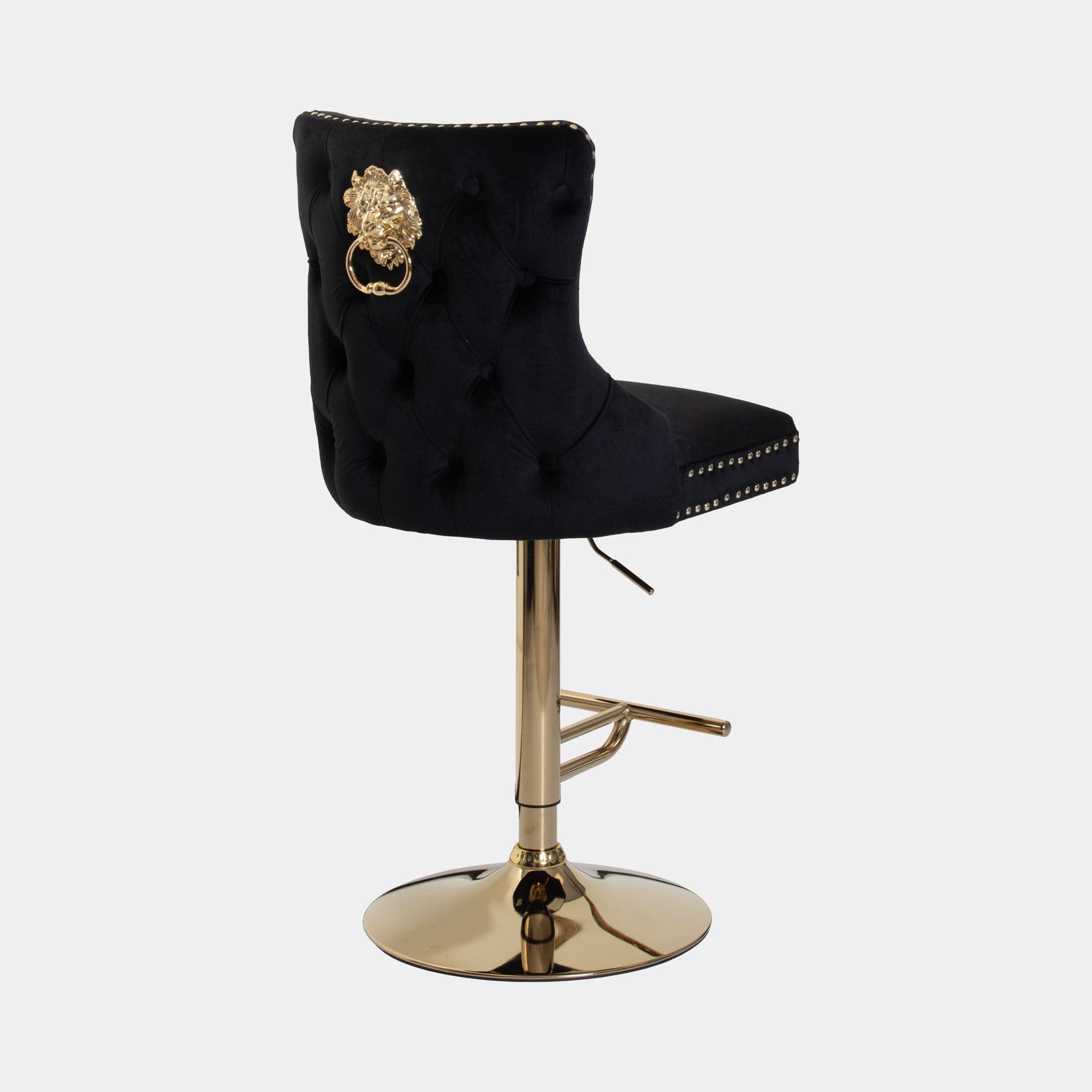 Dubai - Bar Stool With Lion Head In Black Velvet